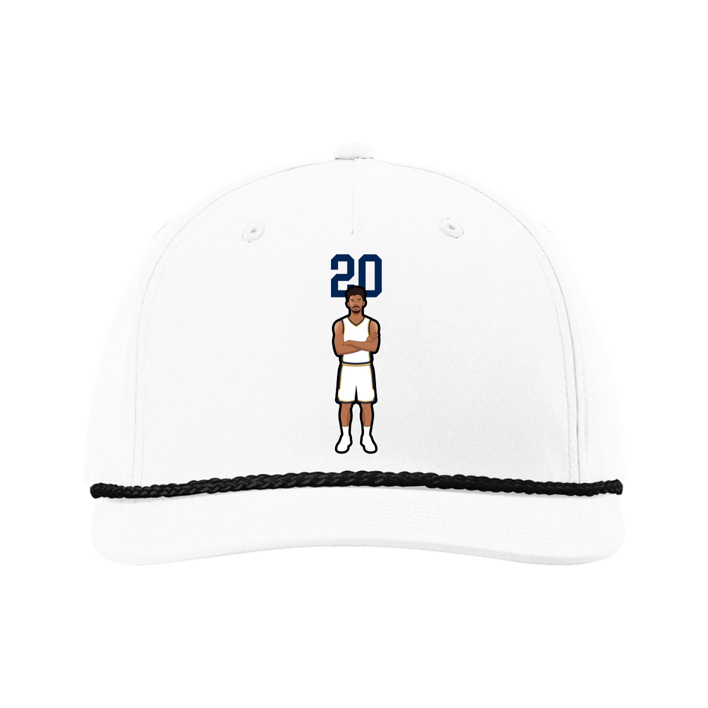 Five-Panel Classic Rope Cap — Number Top in White