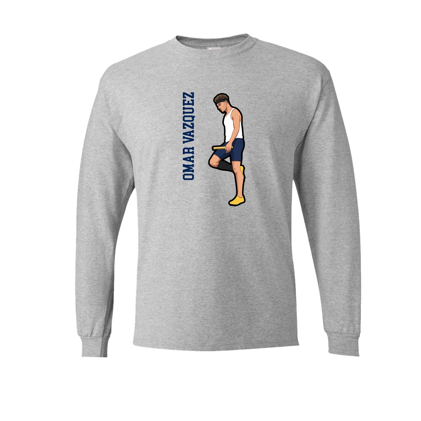 Long Sleeve Tee — Name Vertical in Grey