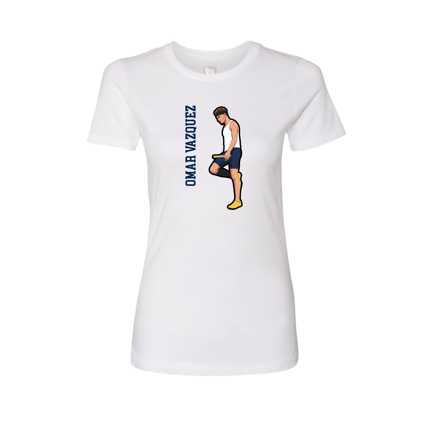 Womens Tee — Name Vertical in White