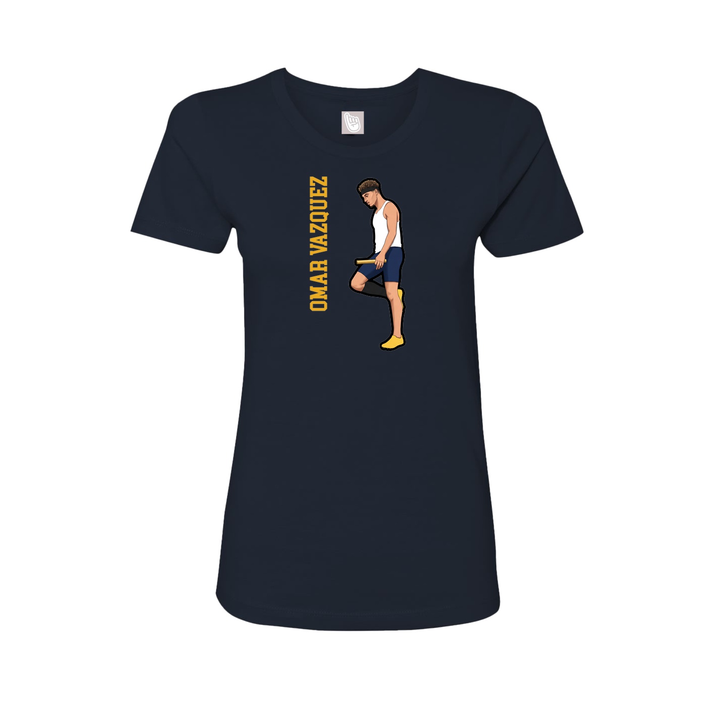 Womens Tee — Name Vertical in Navy