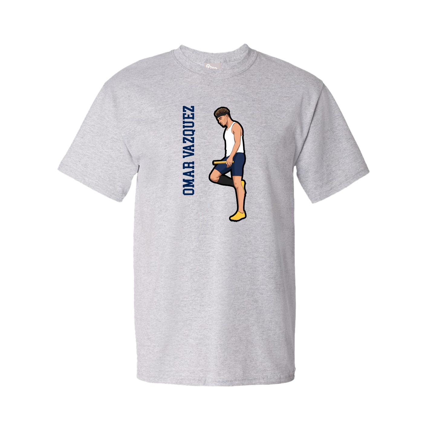 Youth Tee — Name Vertical in Grey
