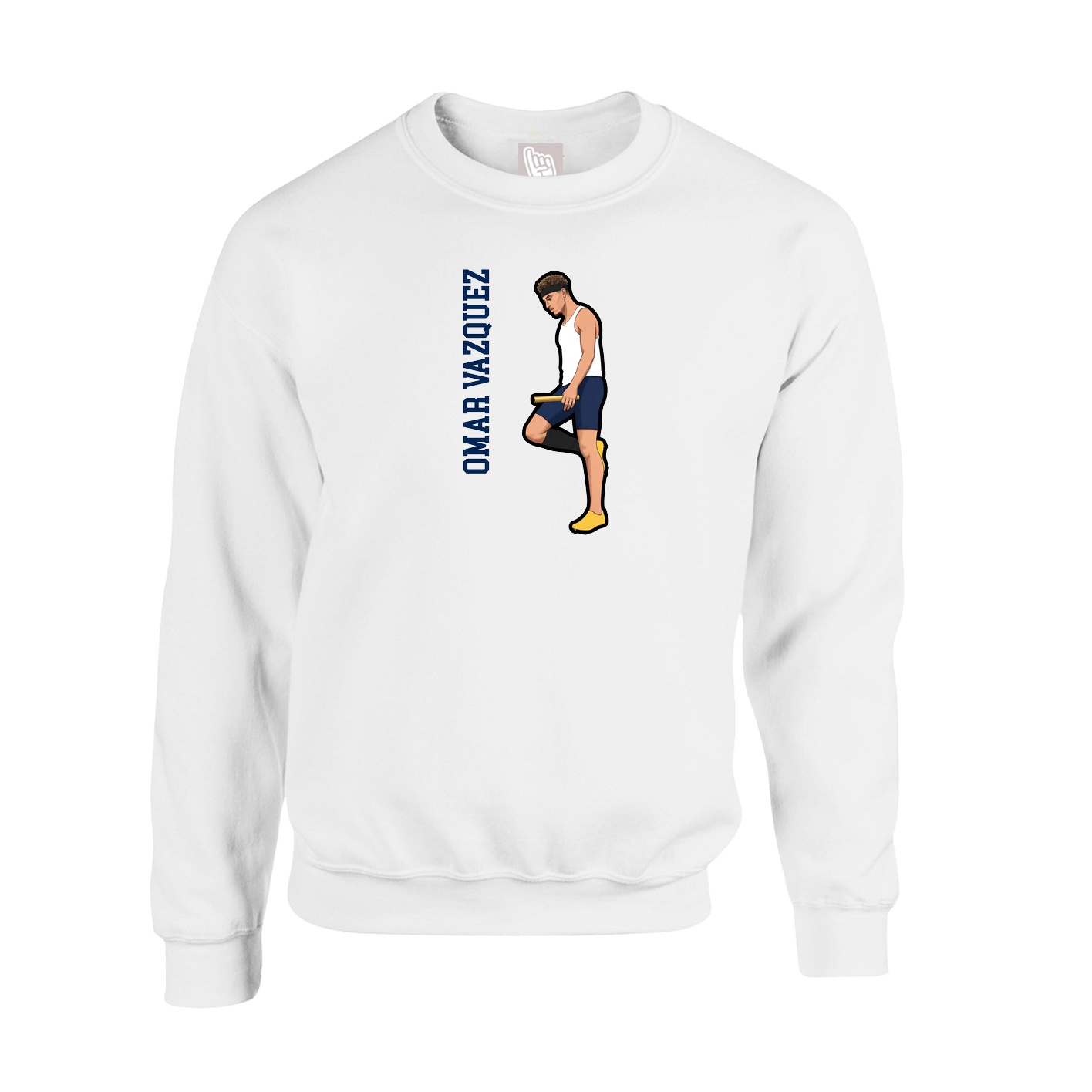 Fleece Crew — Name Vertical in White