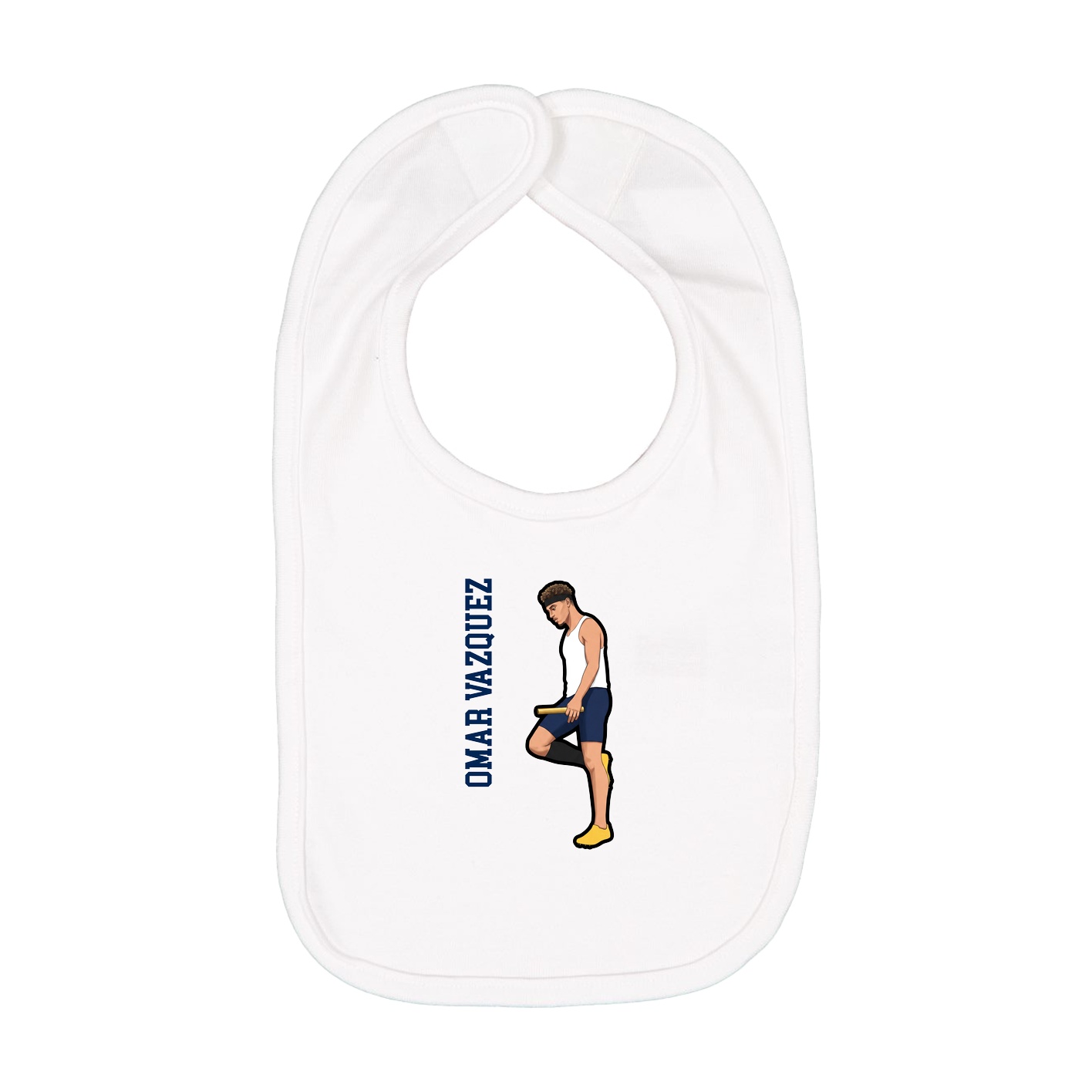 Infant Bib — Name Vertical in White