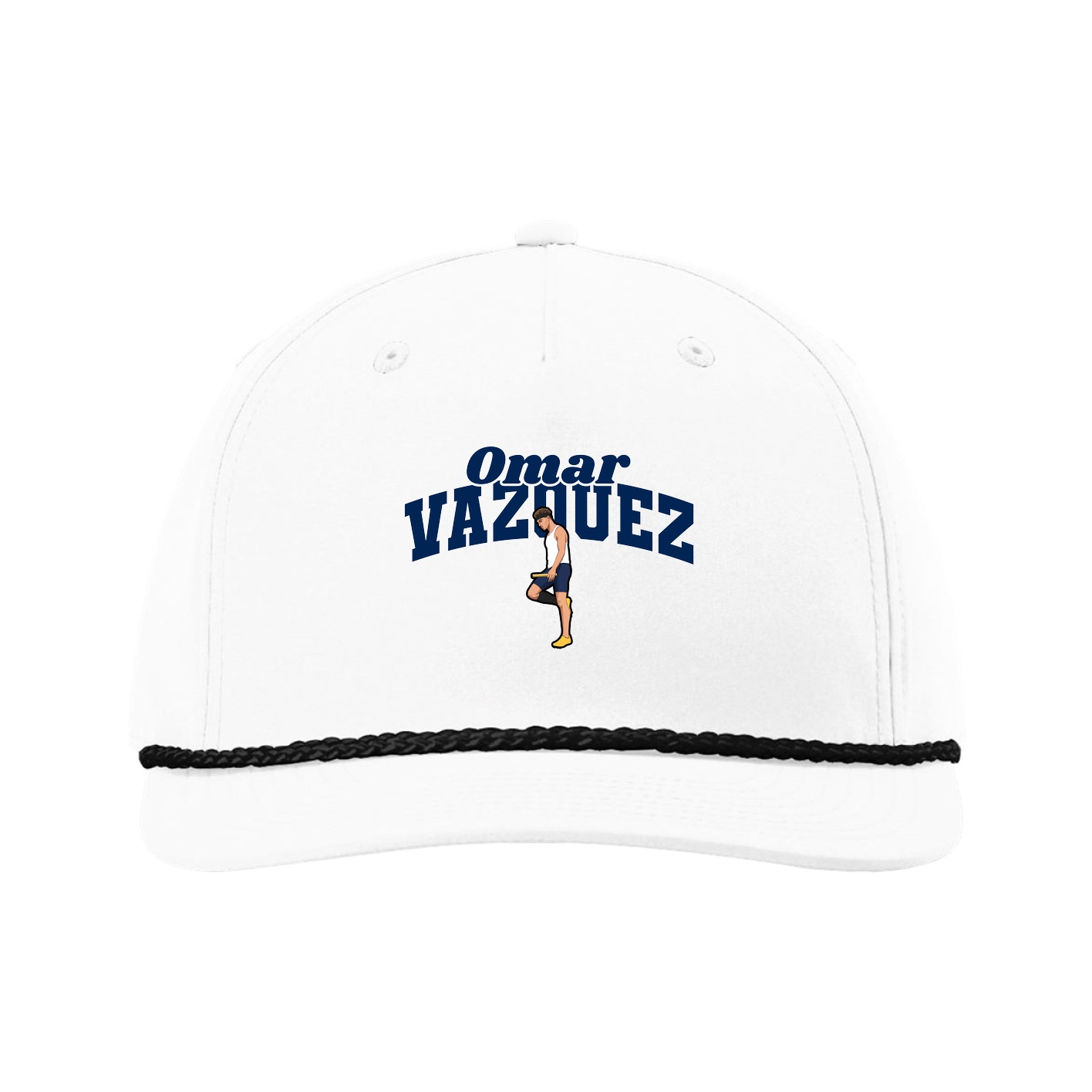 Five-Panel Classic Rope Cap — Signature Arch in White