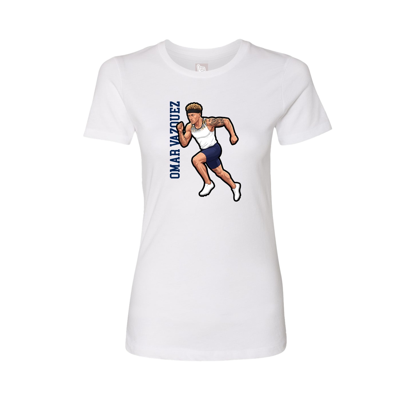 Womens Tee — Name Vertical in White