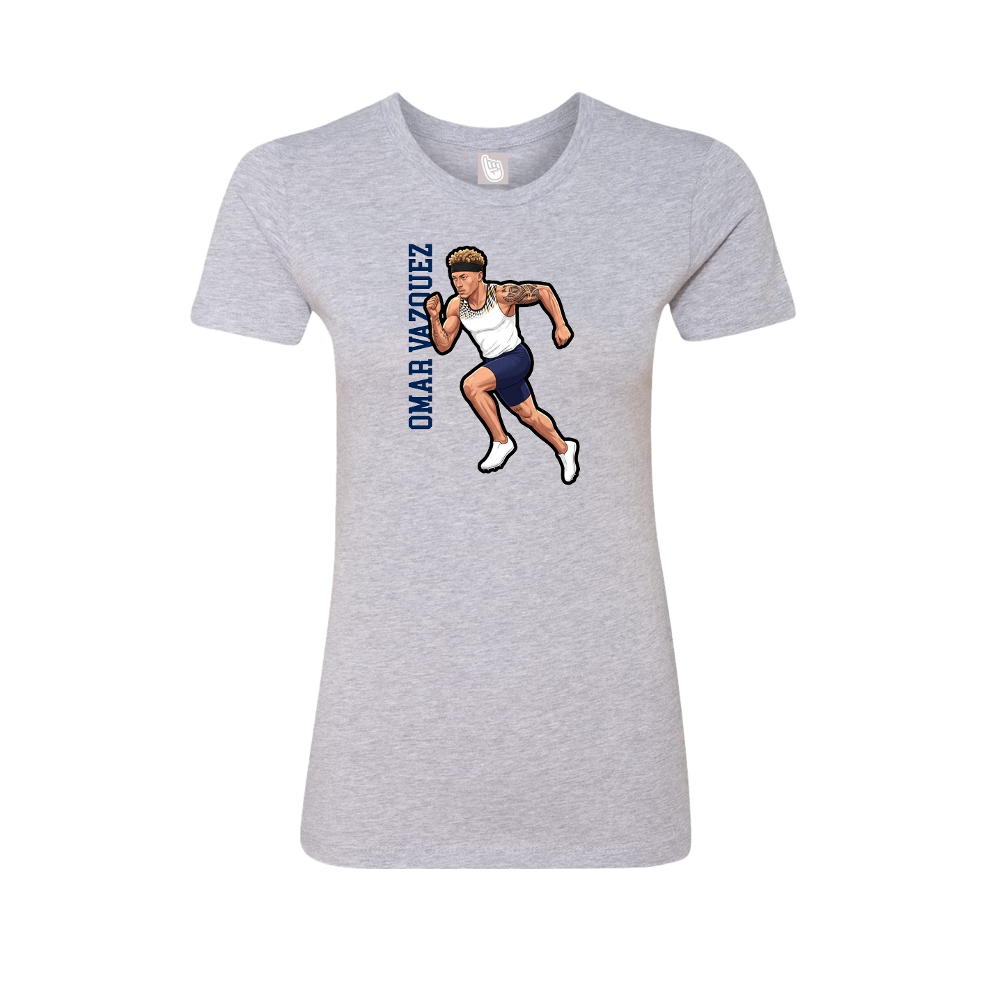 Womens Tee — Name Vertical in Grey