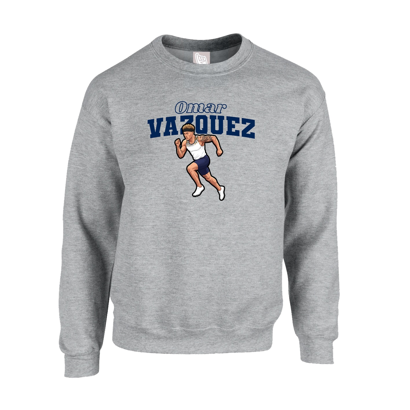 Fleece Crew — Name Arch in Grey
