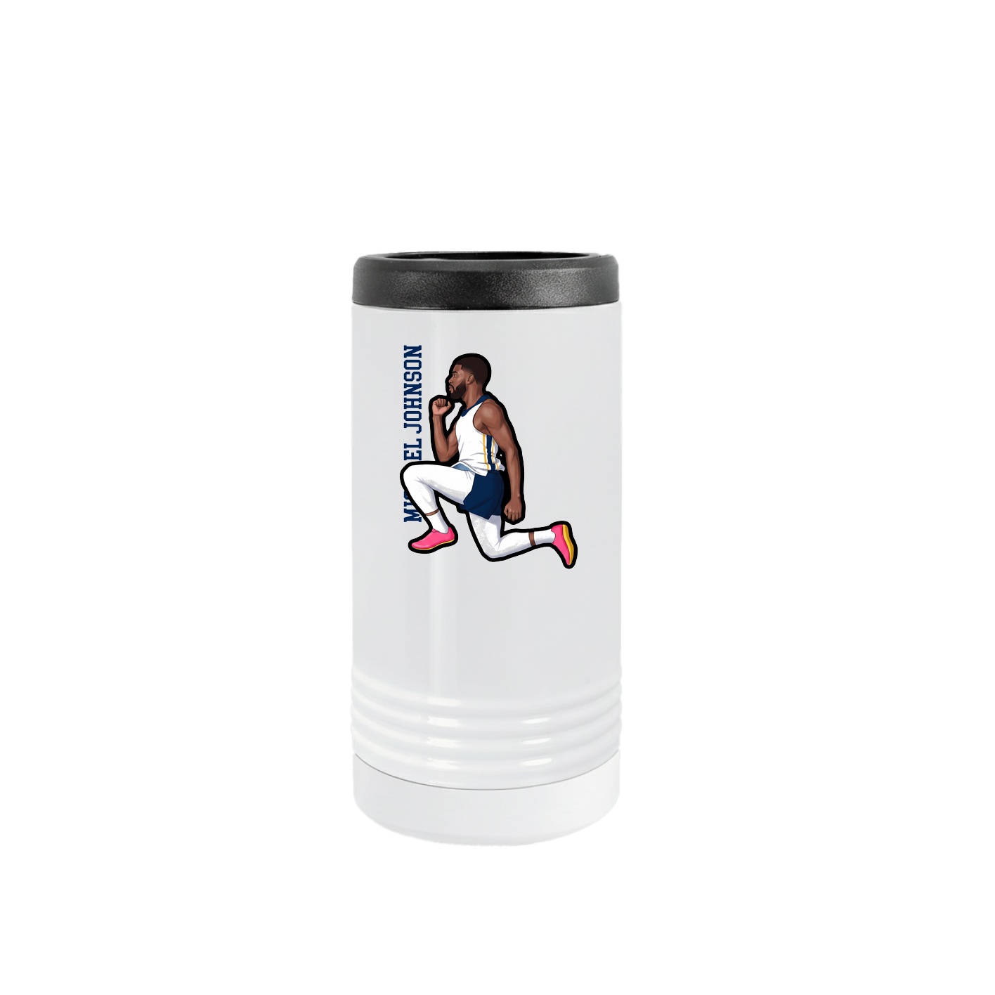 Slim Beverage Holder — Name Vertical in White