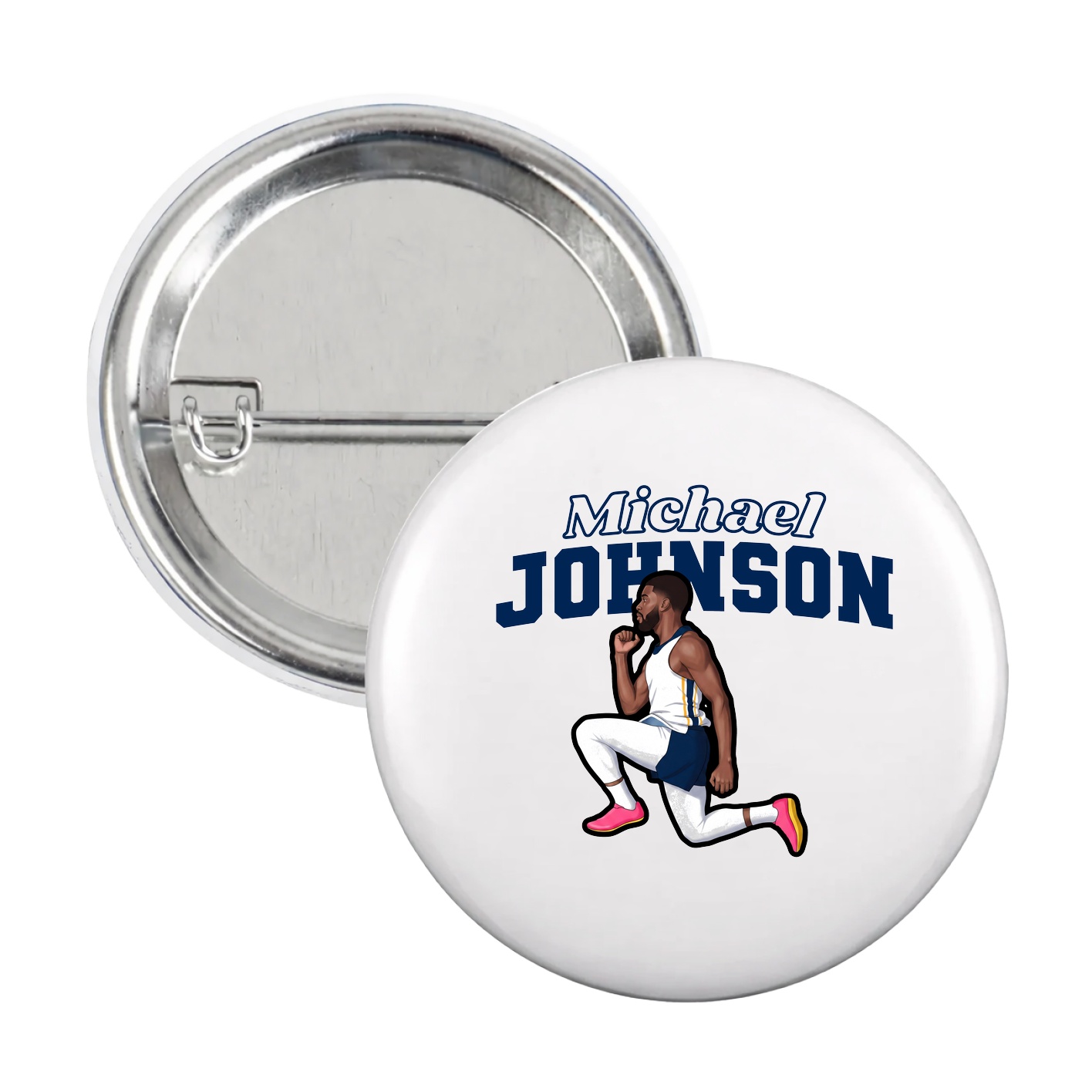 Game Day Button — Name Arch in White