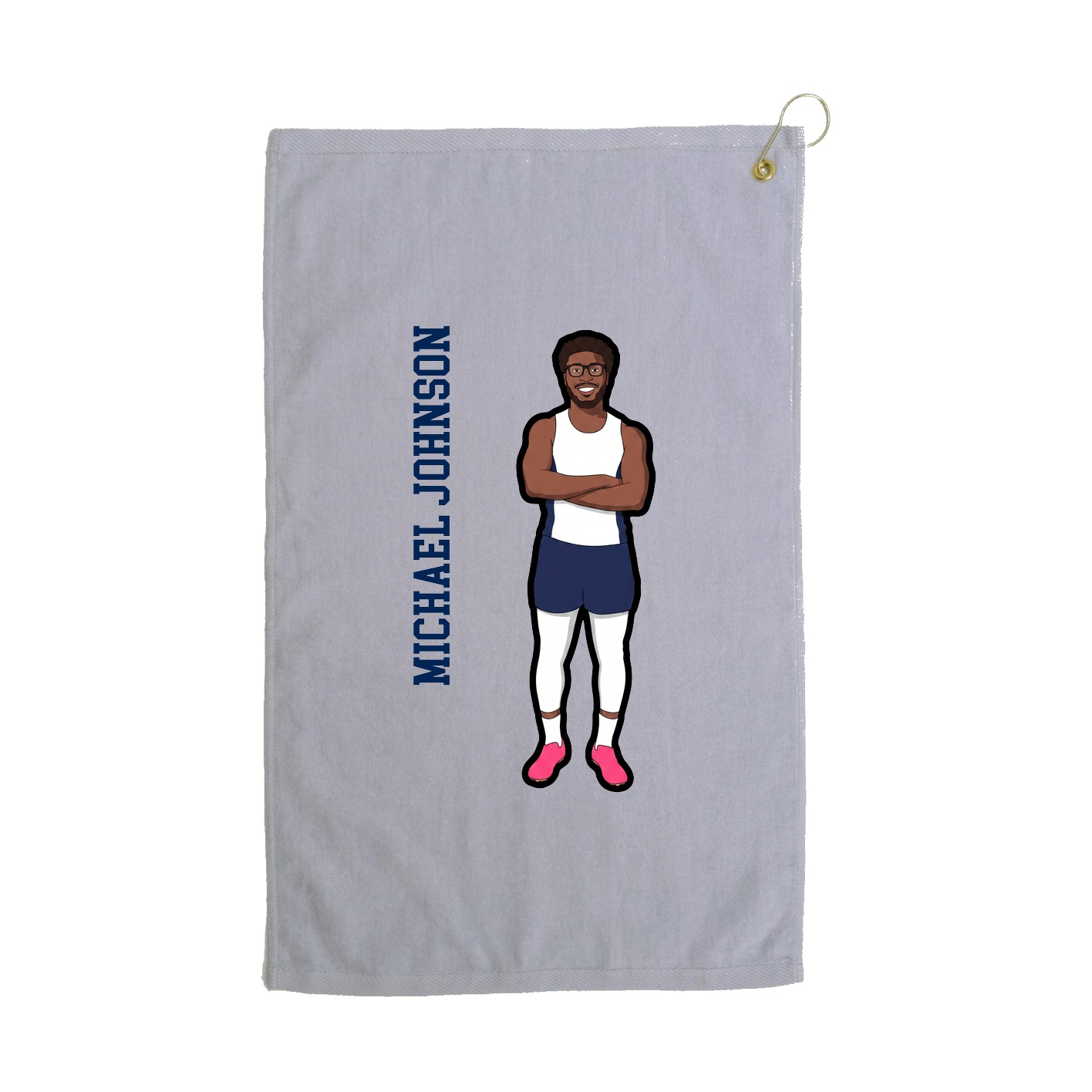 Golf Towel — Name Vertical in Grey
