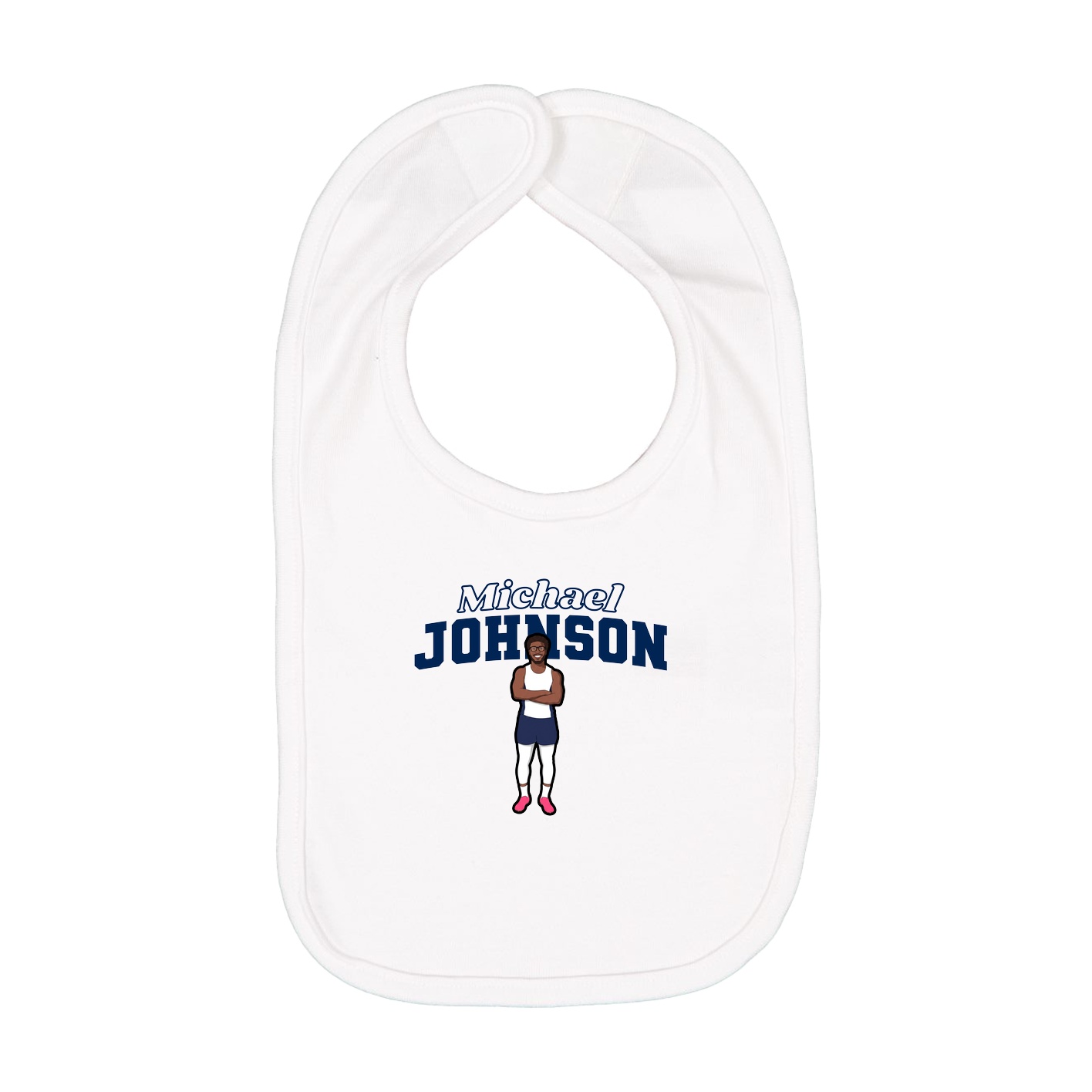 Infant Bib — Name Arch in White