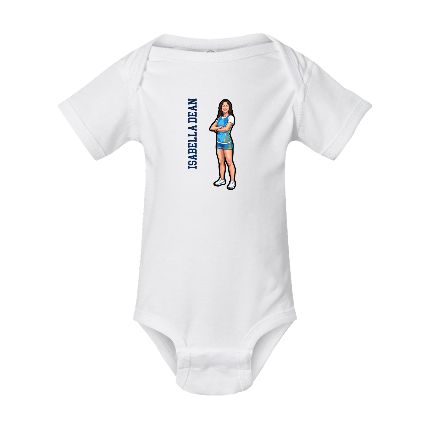 Baby Onesie — Name Vertical in White