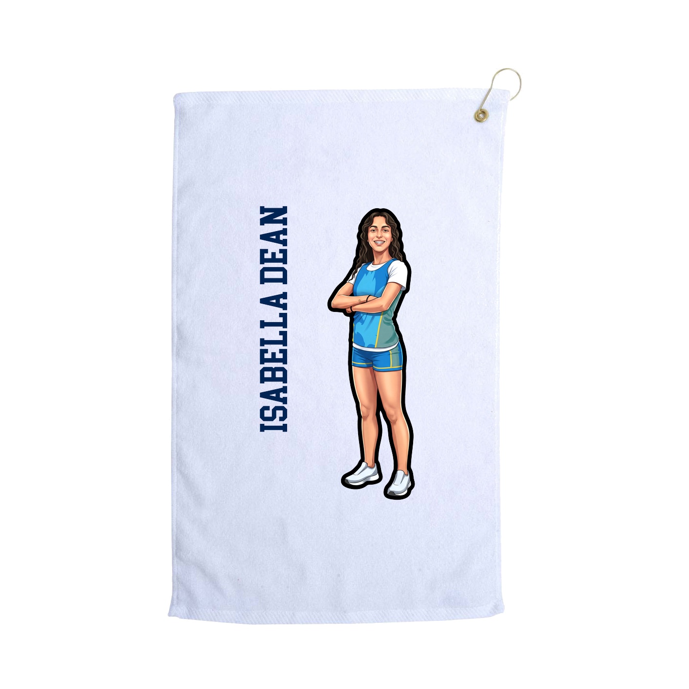 Golf Towel — Name Vertical in White