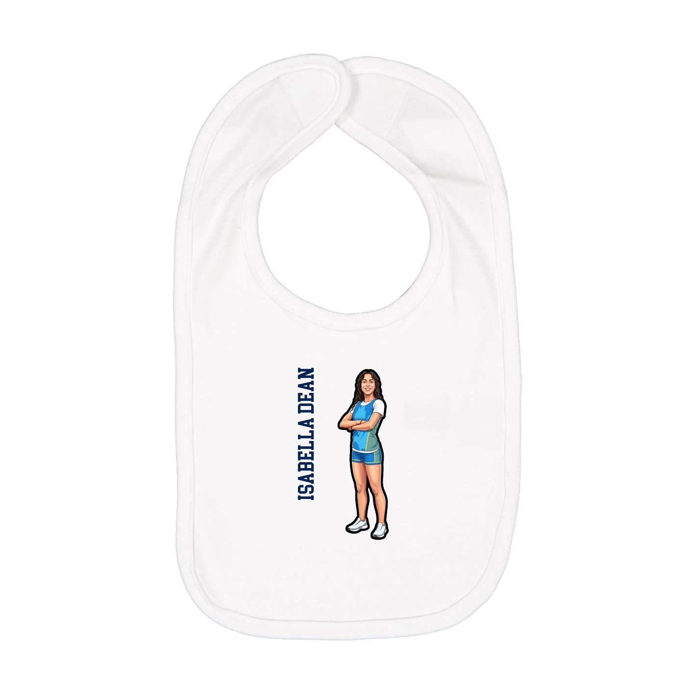 Infant Bib — Name Vertical in White