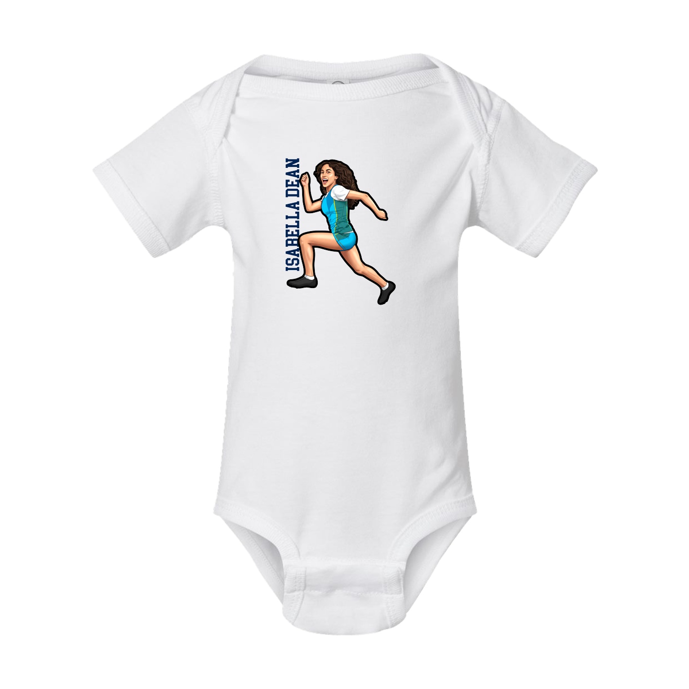 Baby Onesie — Name Vertical in White