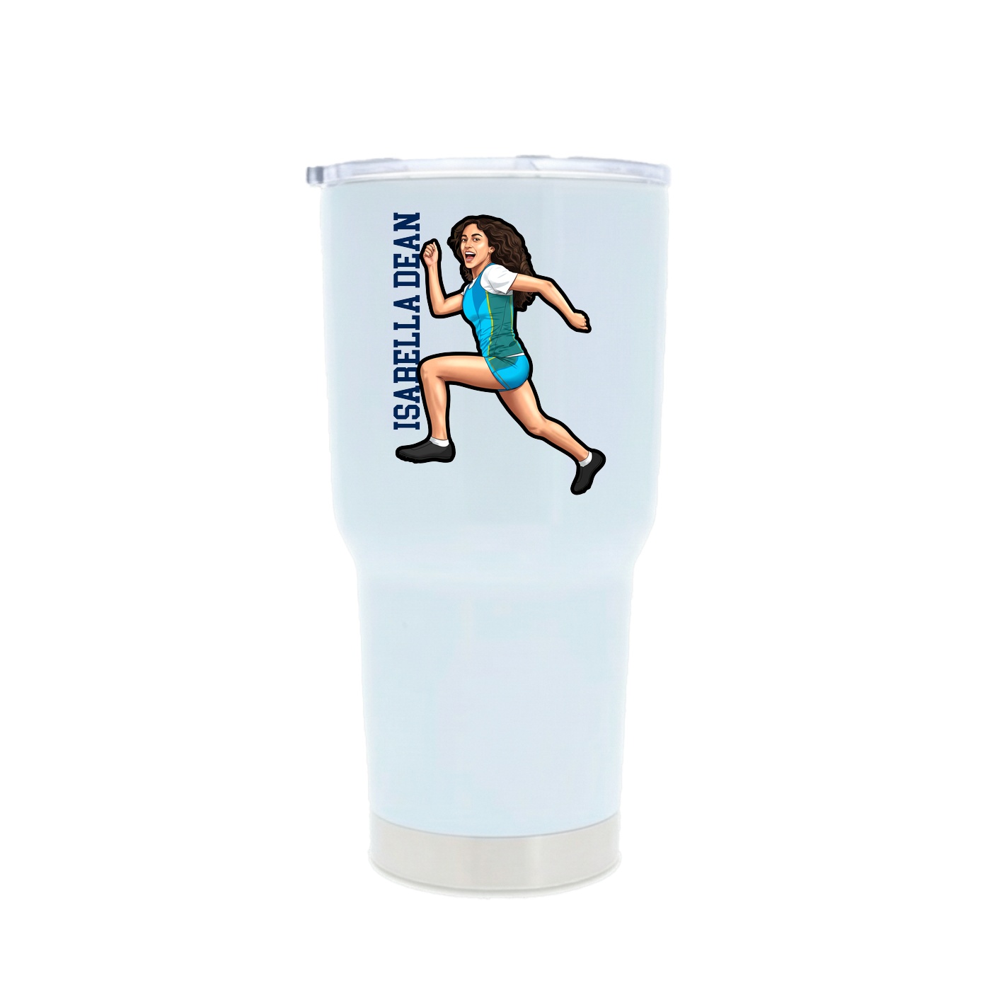 30oz Stainless Steel Tumbler — Name Vertical in White