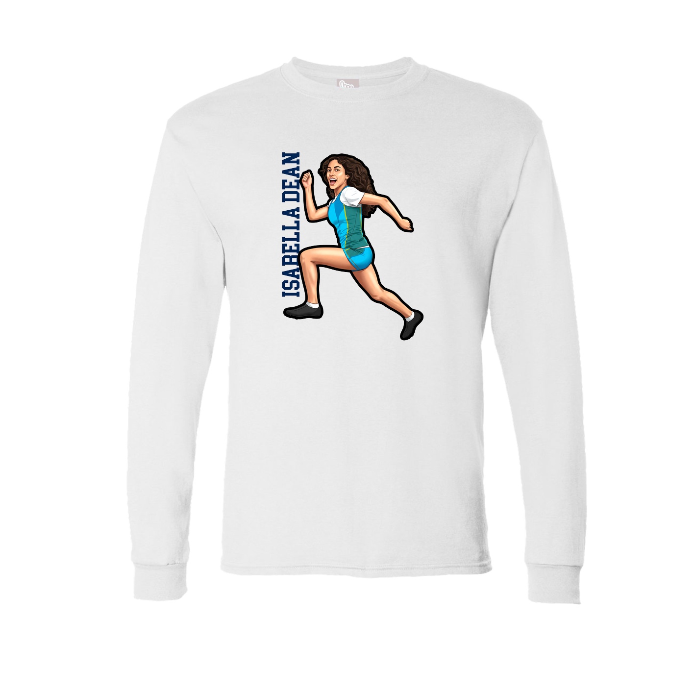 Long Sleeve Tee — Name Vertical in White