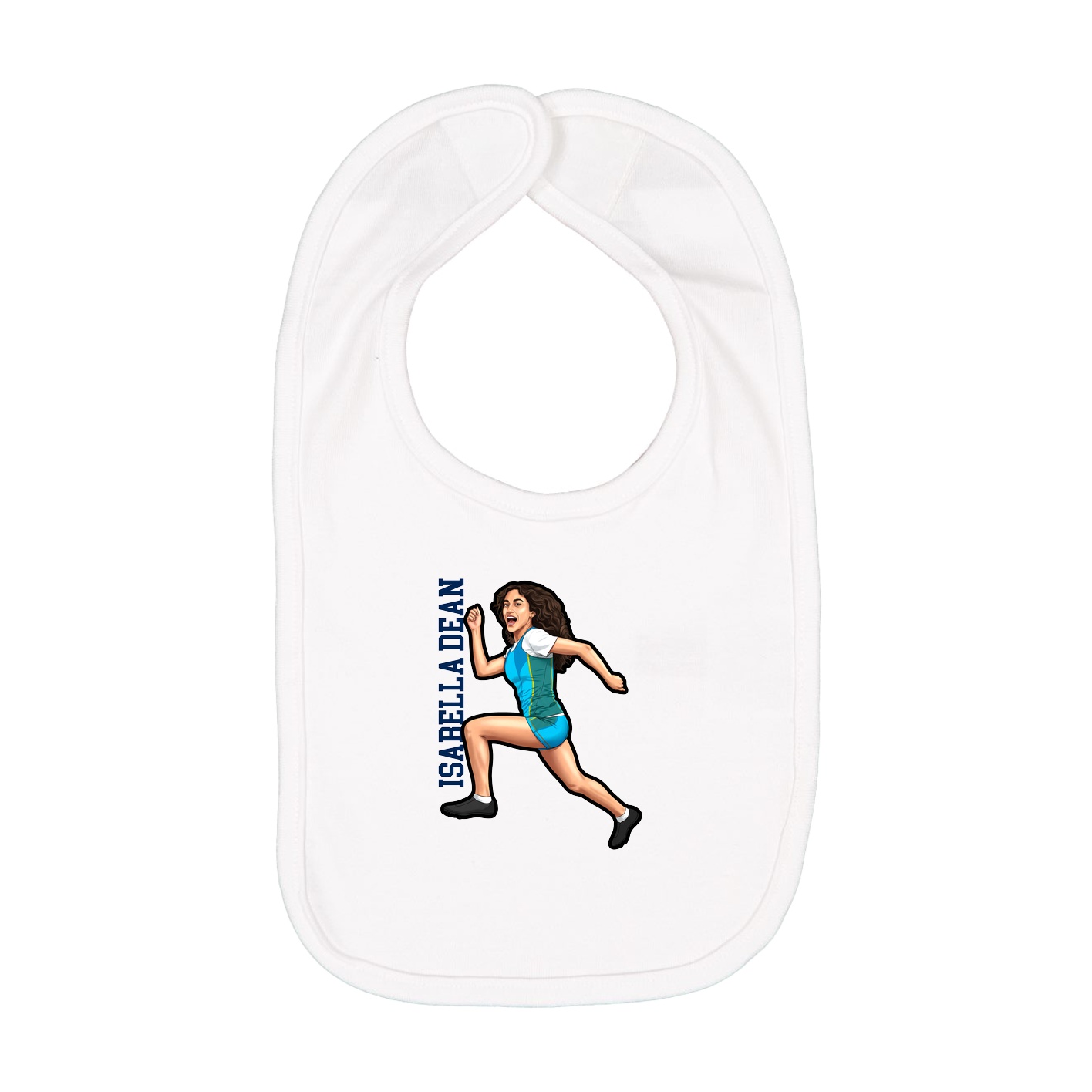 Infant Bib — Name Vertical in White