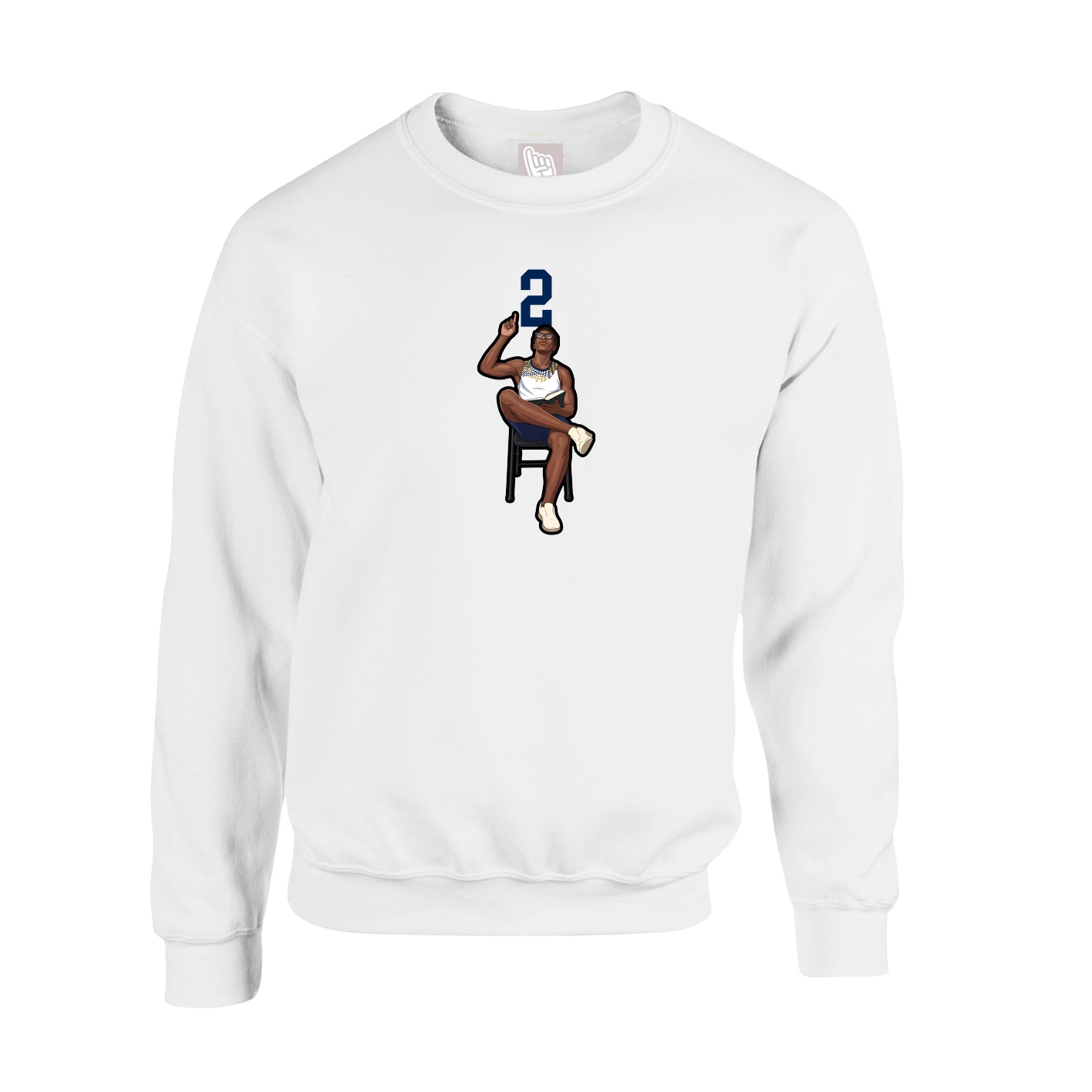 Fleece Crew — Number Top in White