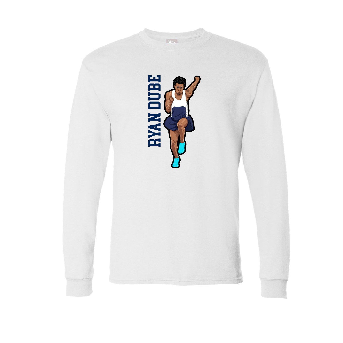 Long Sleeve Tee — Name Vertical in White