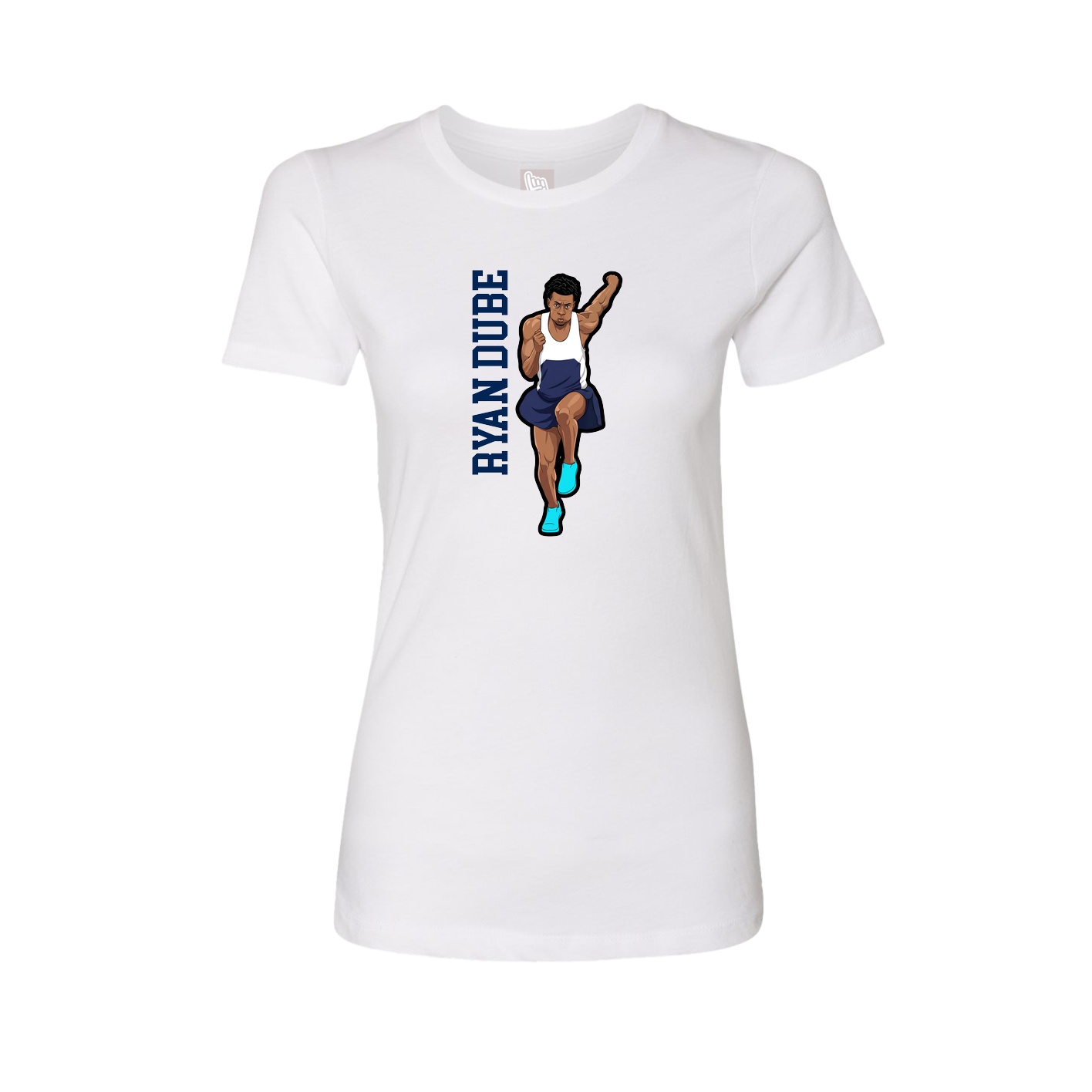 Fitted Women's Tee — Name Vertical in White