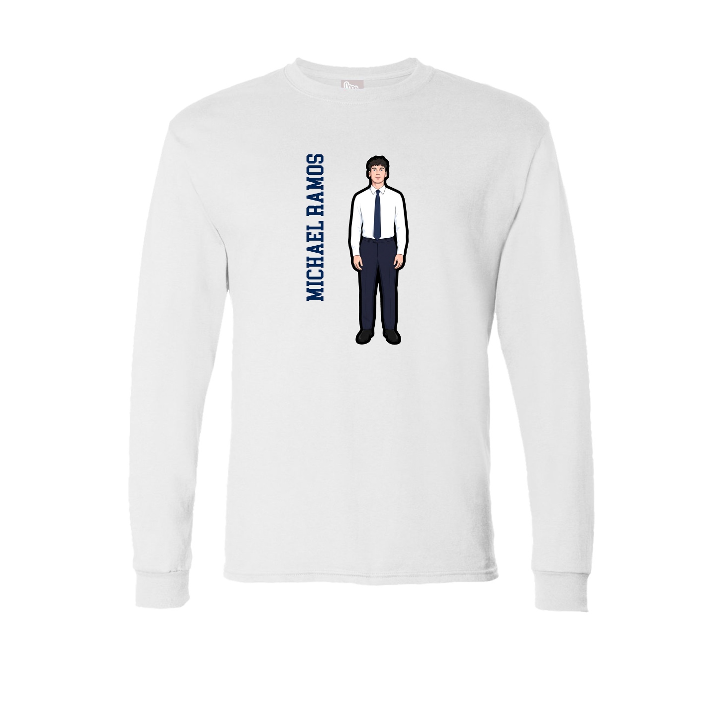 Long Sleeve Tee — Name Vertical in White
