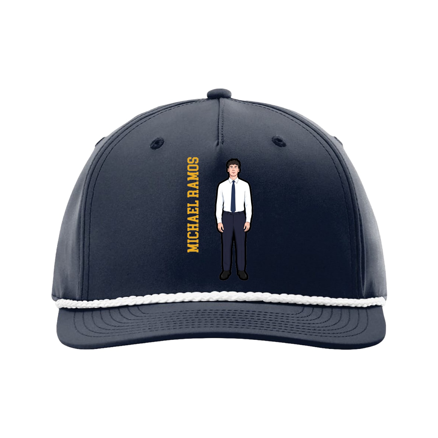 Five-Panel Classic Rope Cap — Name Vertical in Navy