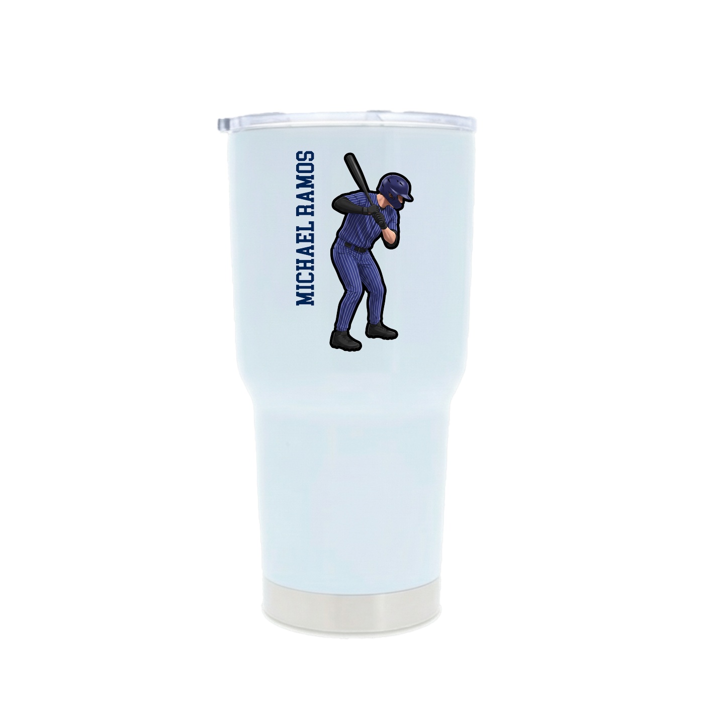 30oz Stainless Steel Tumbler — Name Vertical in White