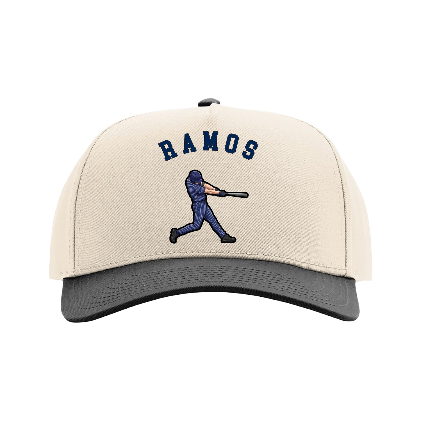 Full Fabric Five-Panel Champ Cap — Shirsey Arch in Cream/Black