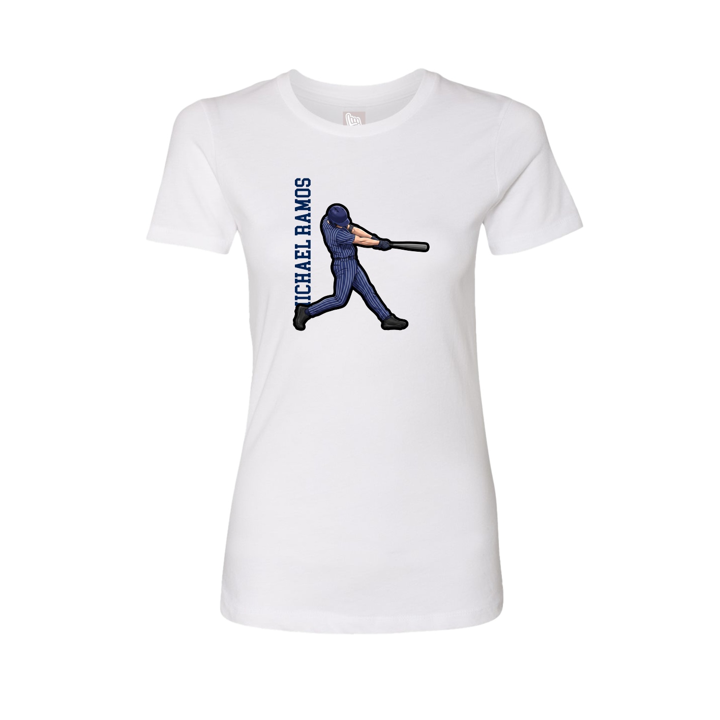 Womens Tee — Name Vertical in White