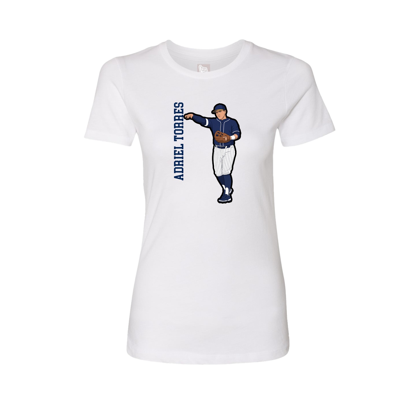 Fitted Women's Tee — Name Vertical in White
