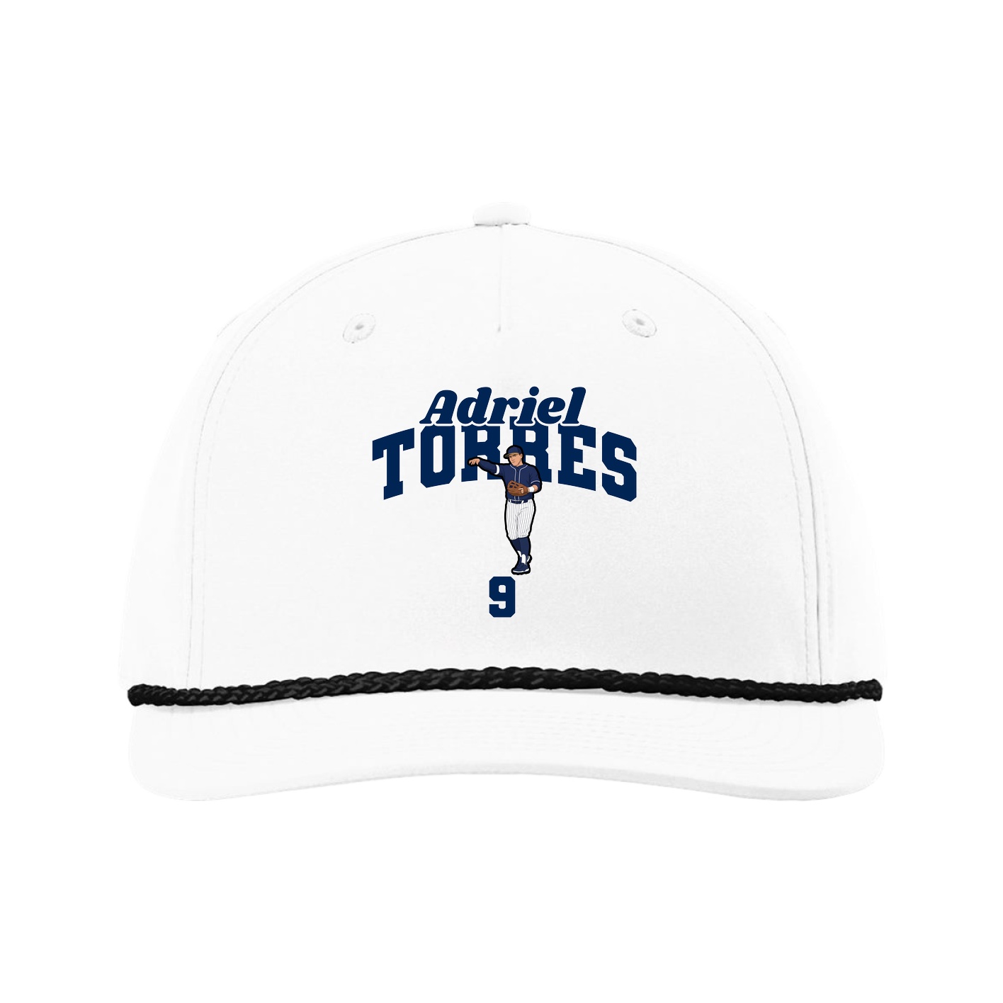 Five-Panel Classic Rope Cap — Signature Arch in White