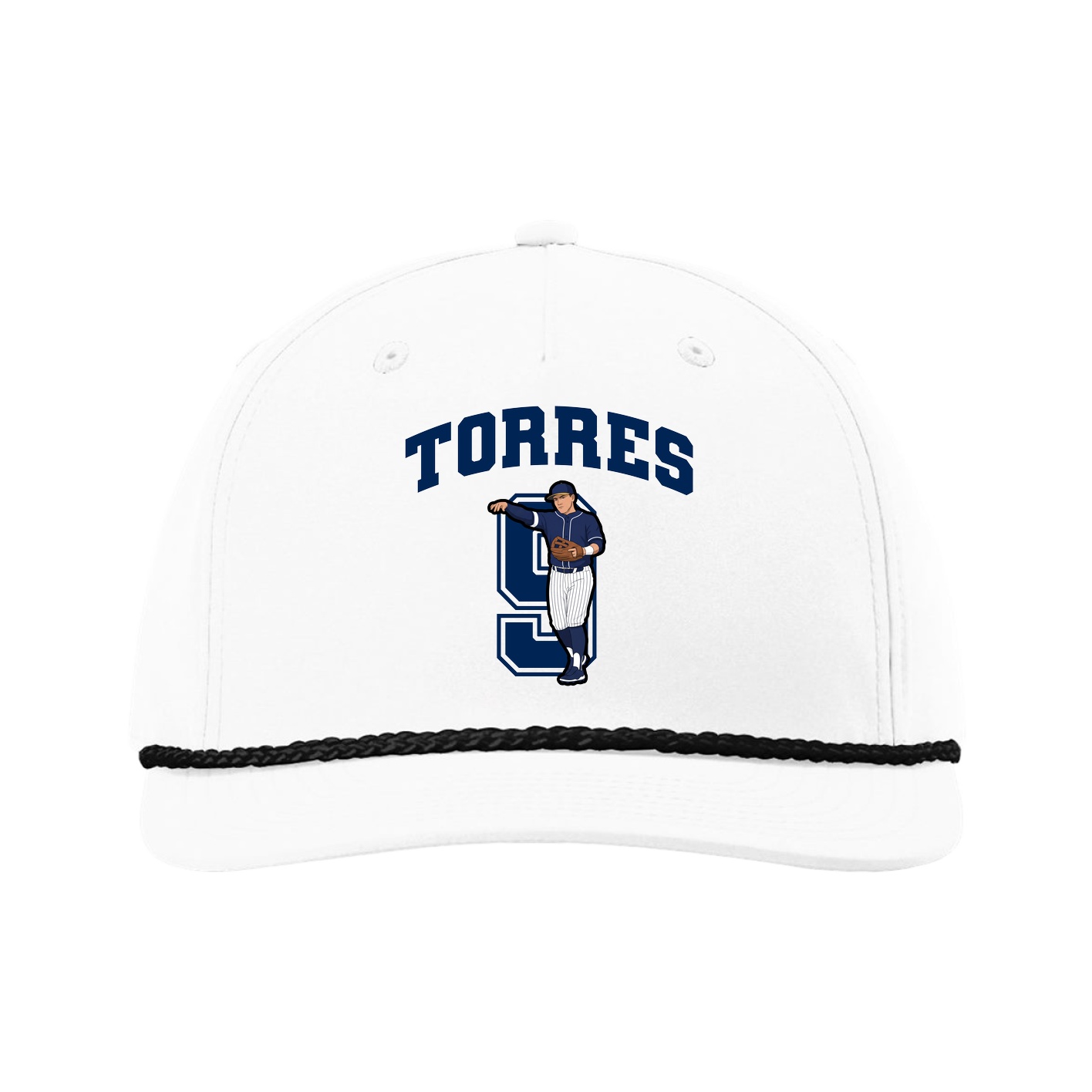 Five-Panel Classic Rope Cap — Number in White