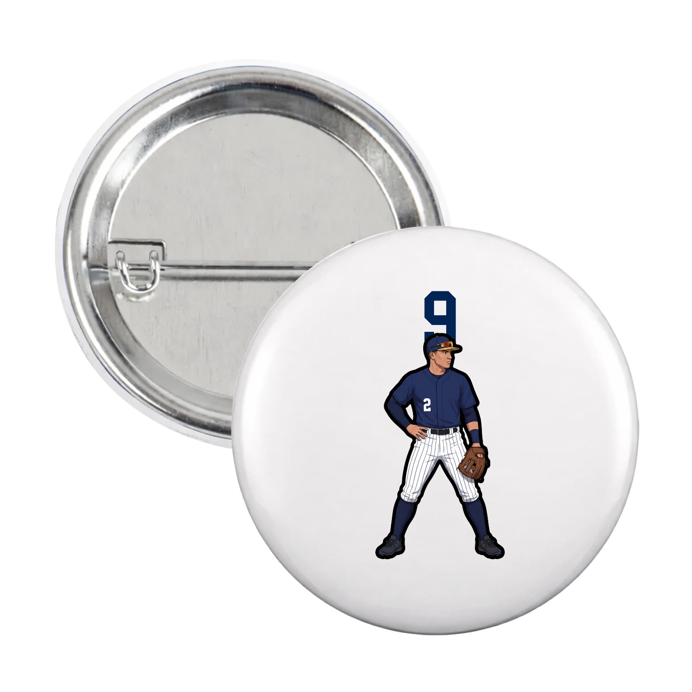 Game Day Button — Number Top in White