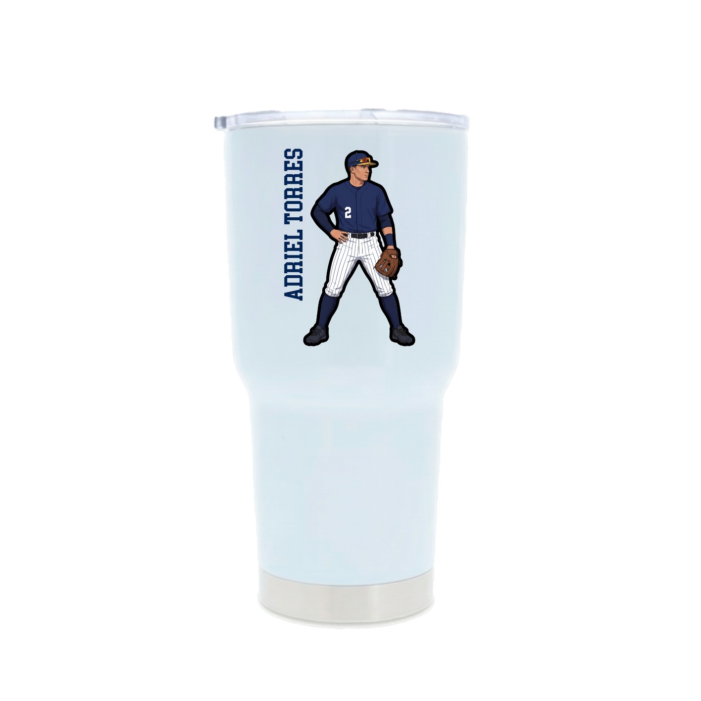 30oz Stainless Steel Tumbler — Name Vertical in White