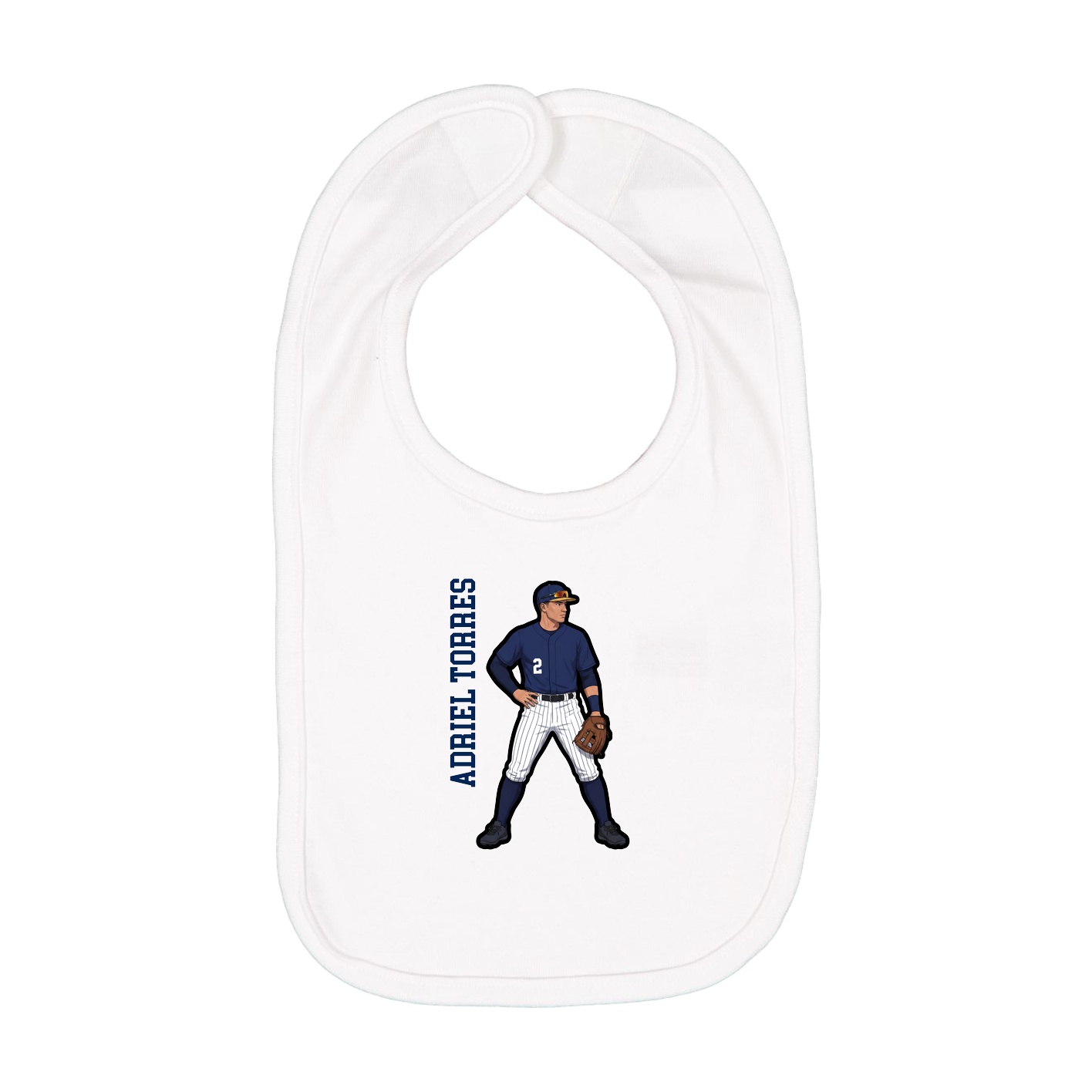 Infant Bib — Name Vertical in White
