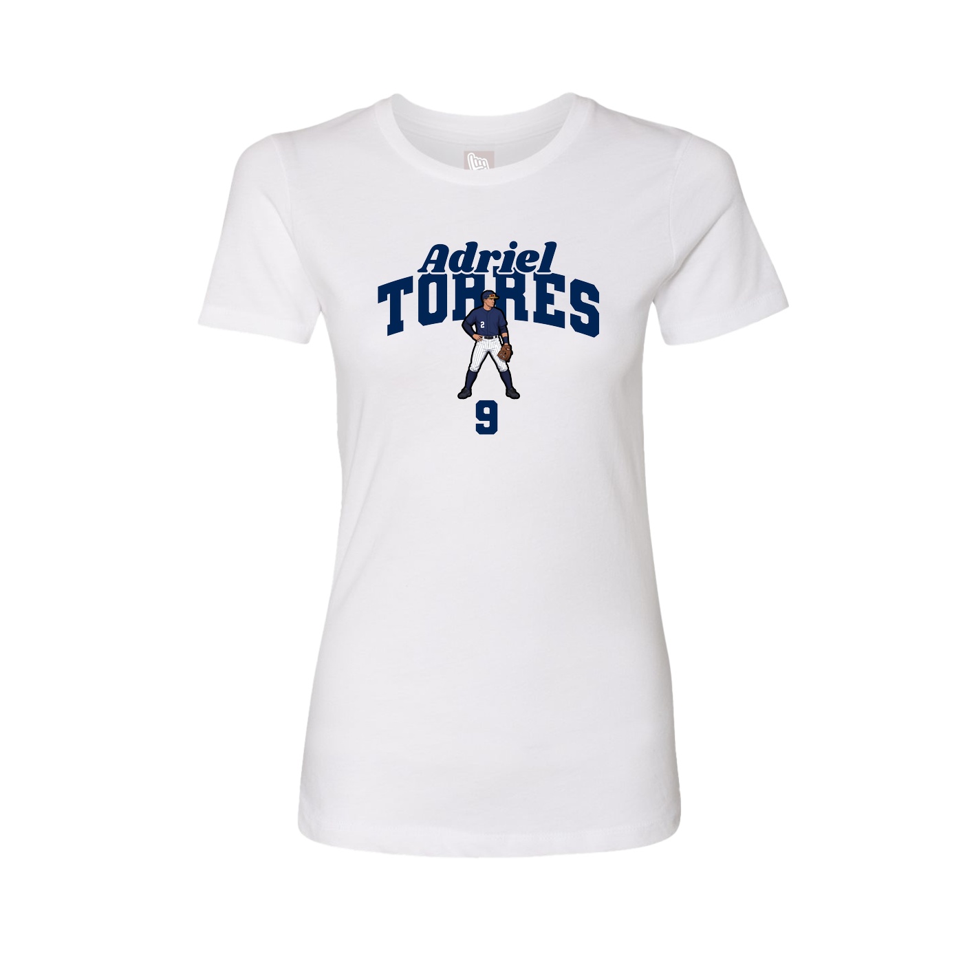 Fitted Women's Tee — Signature Arch in White