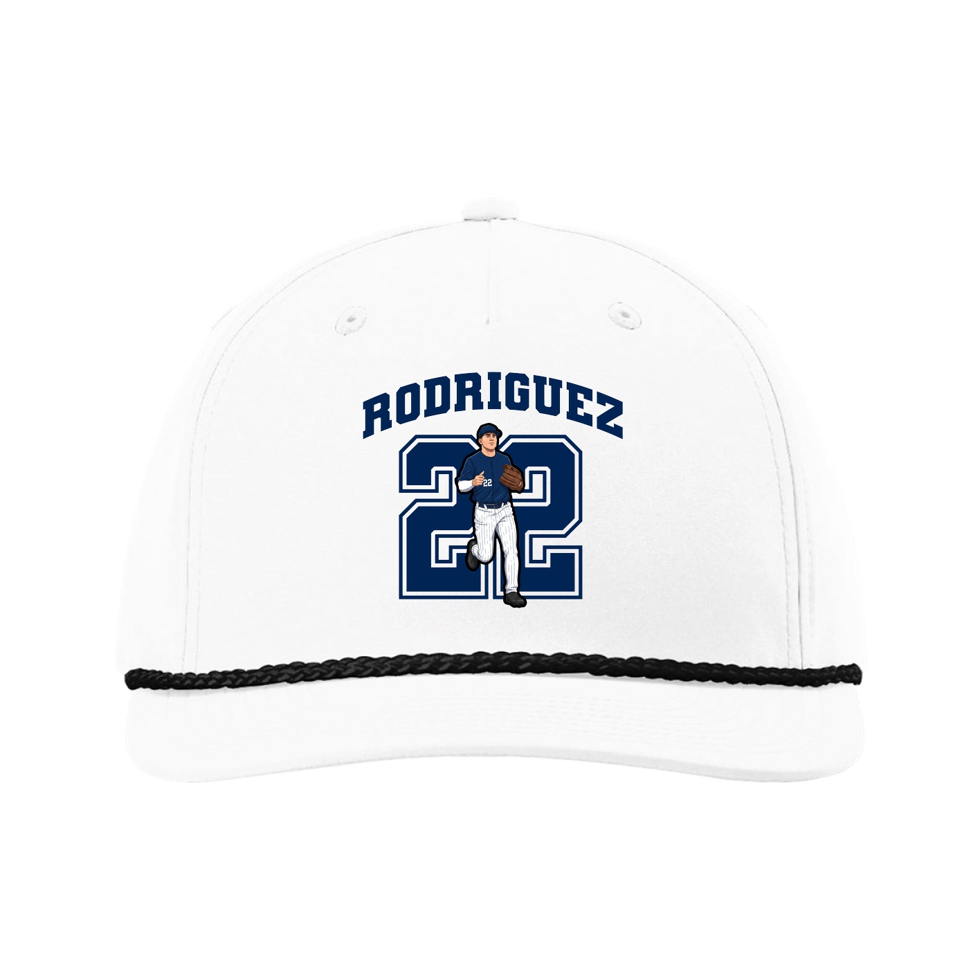 Five-Panel Classic Rope Cap — Number in White
