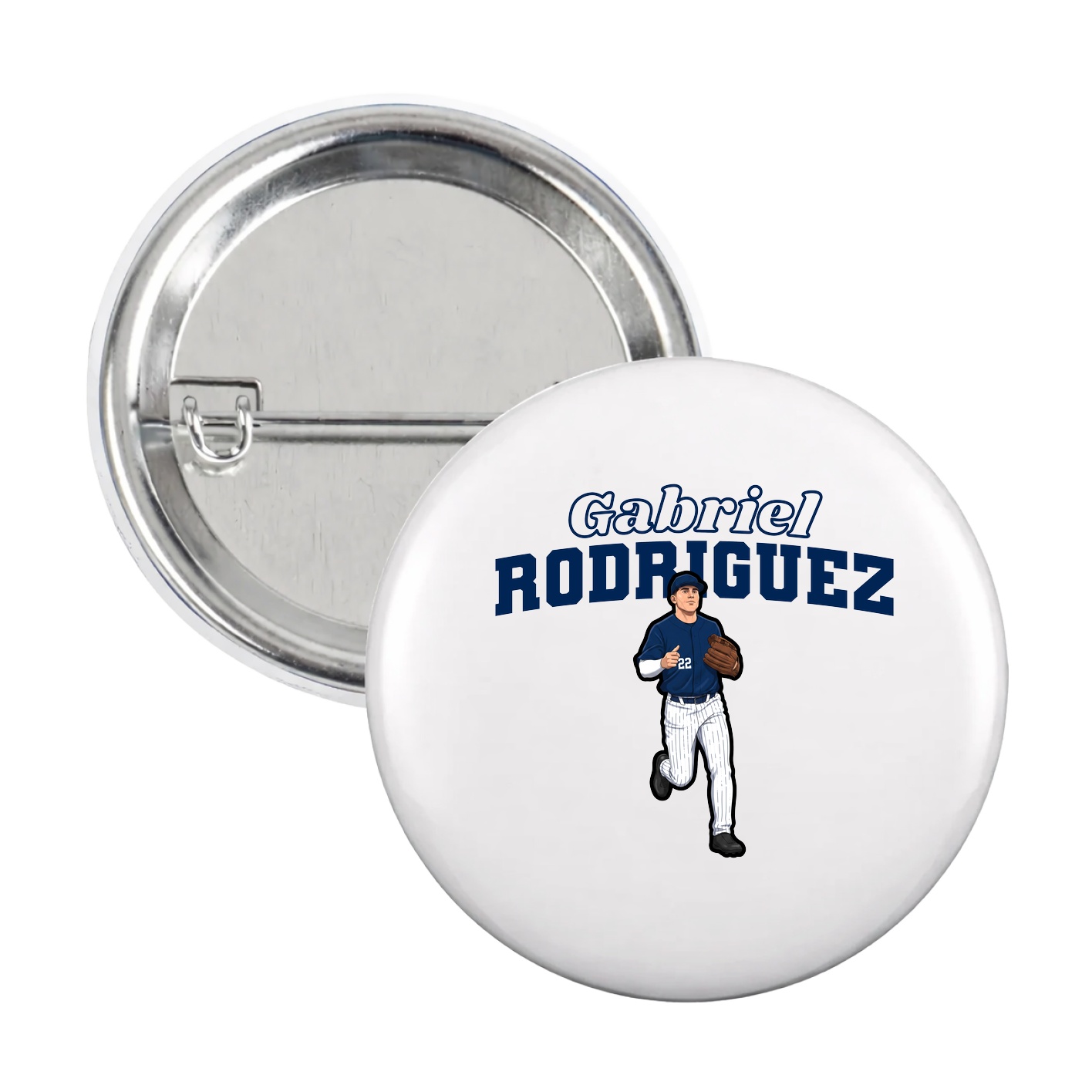 Game Day Button — Name Arch in White
