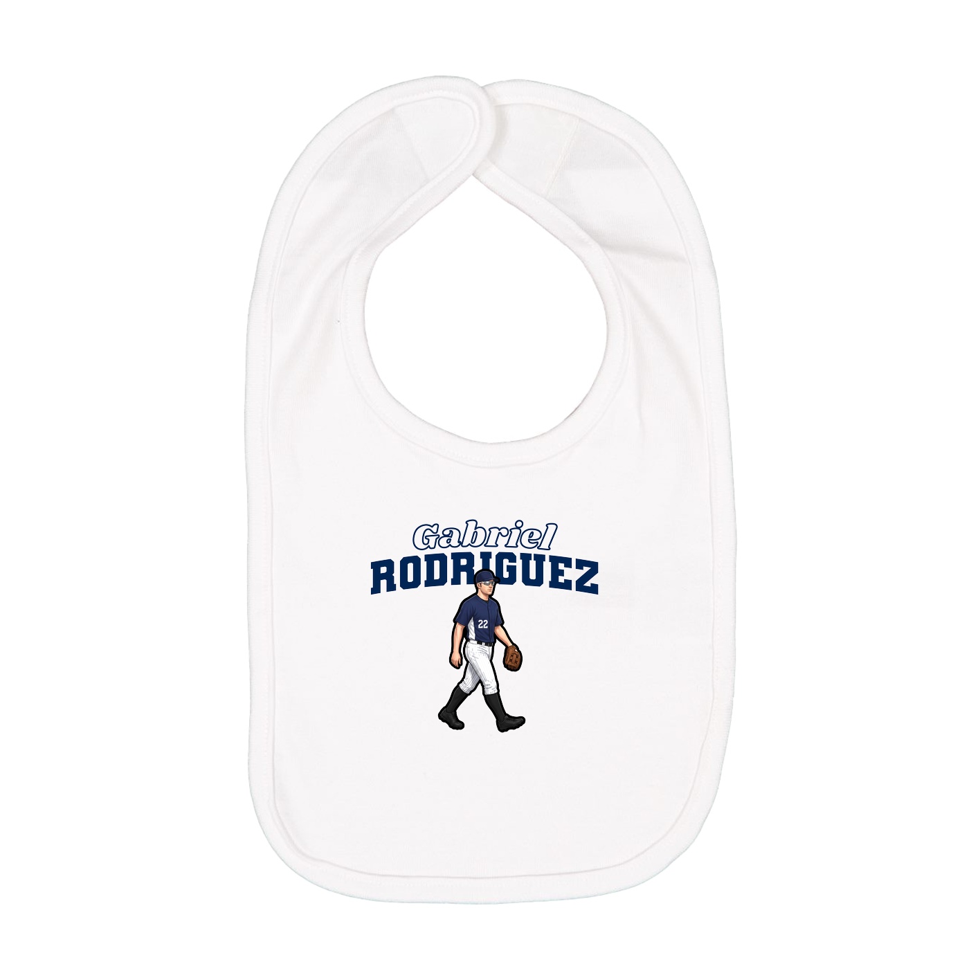 Infant Bib — Name Arch in White