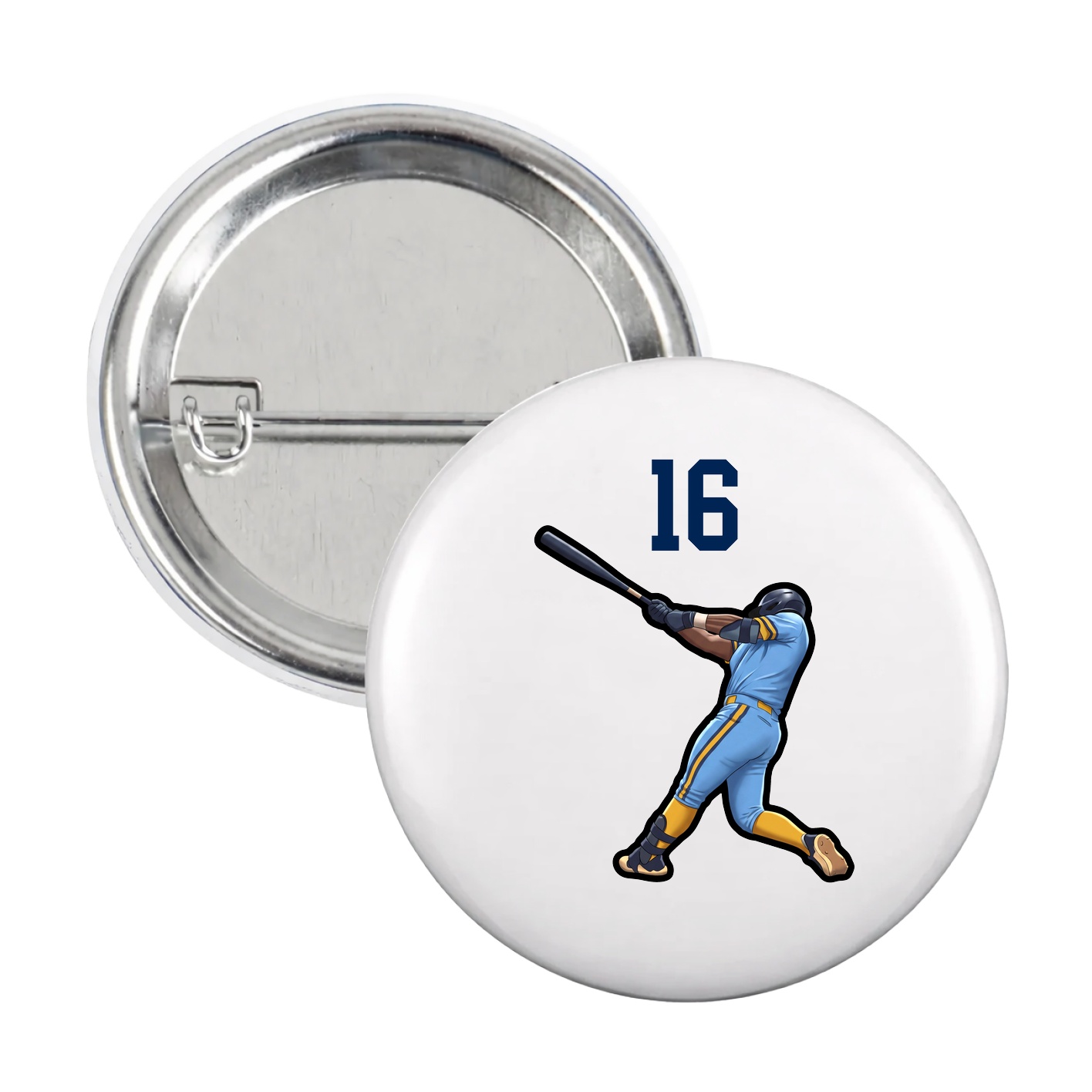 Game Day Button — Number Top in White