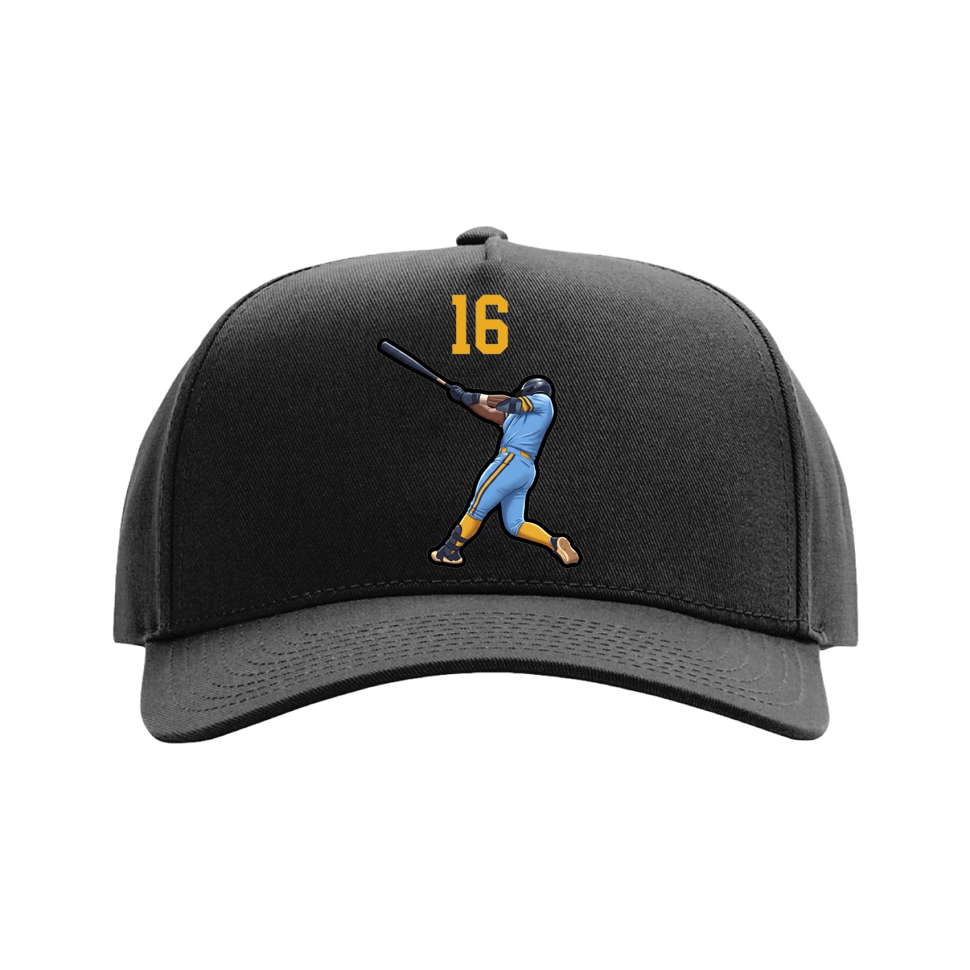 Full Fabric Five-Panel Champ Cap — Number Top in Black