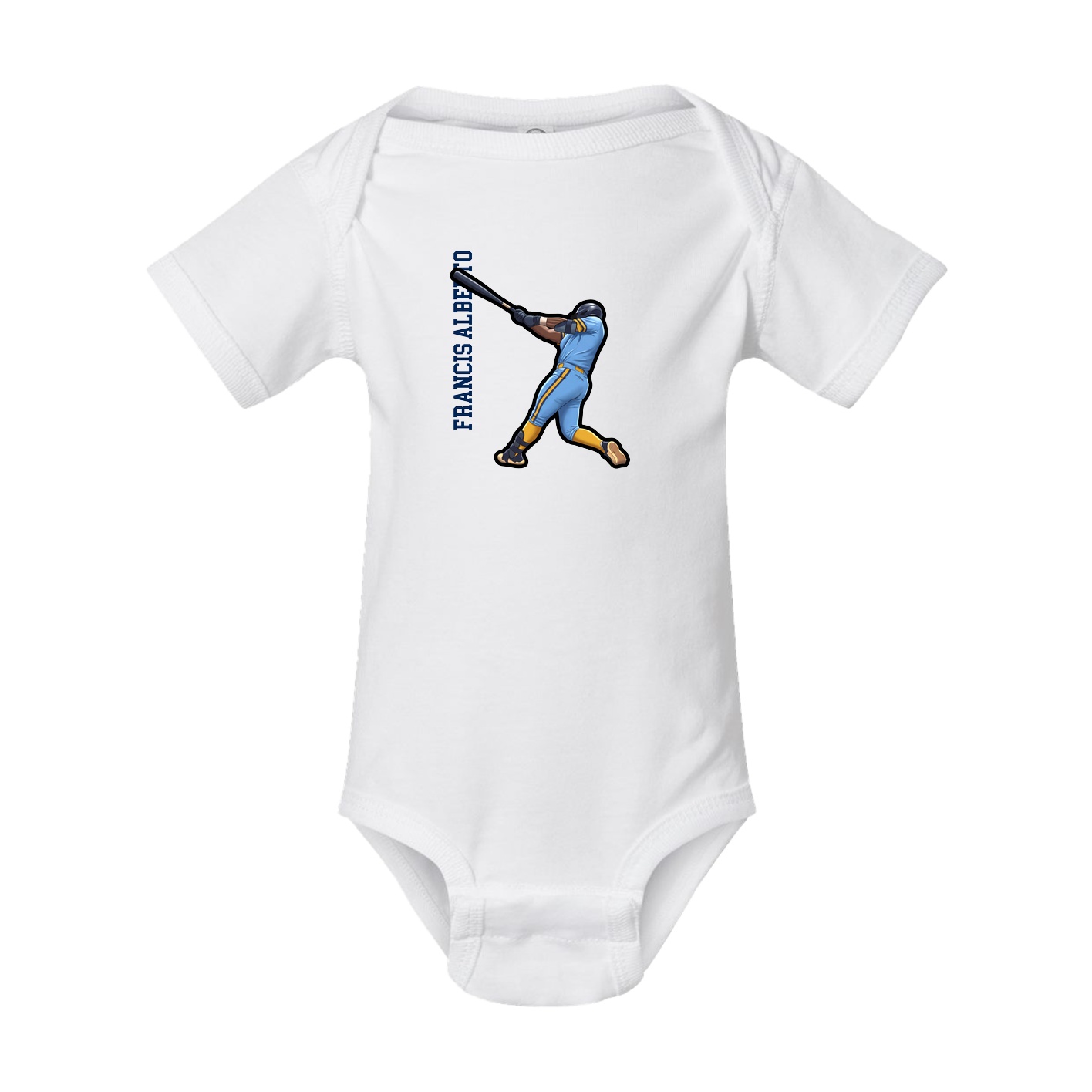 Baby Onesie — Name Vertical in White