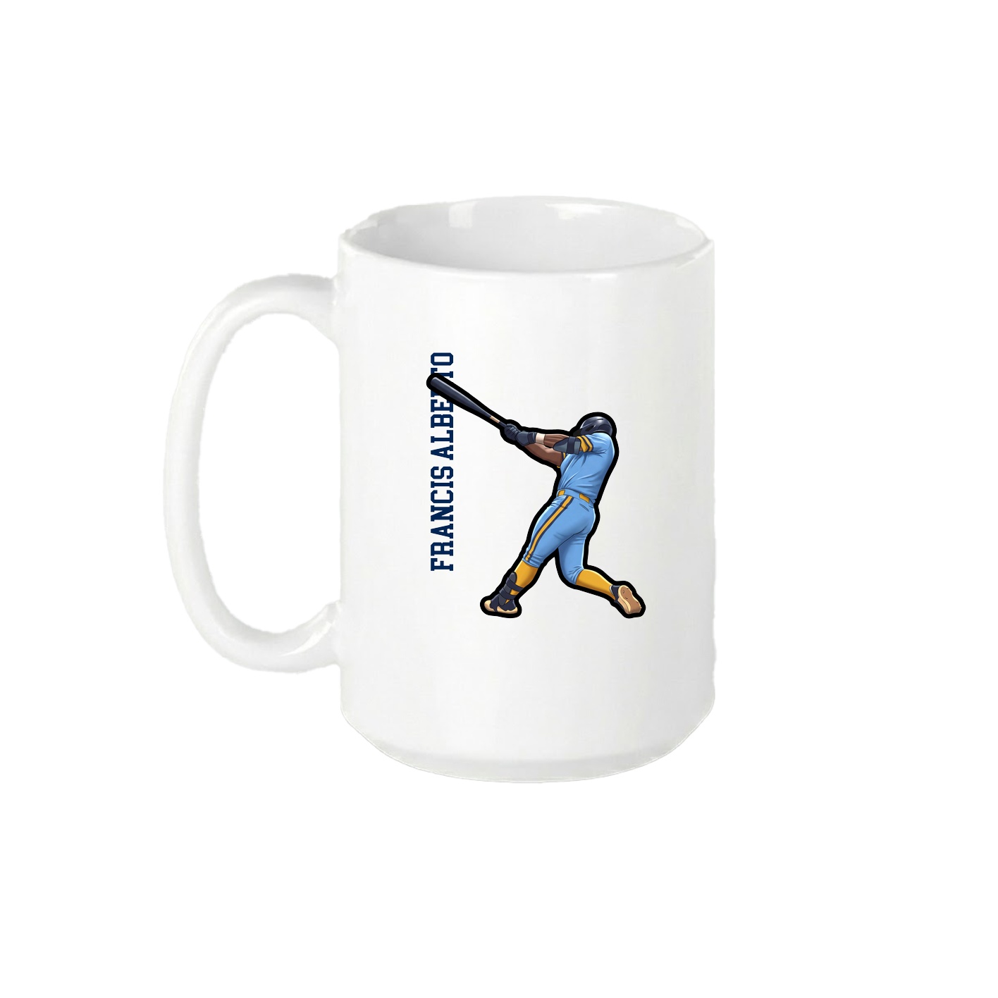 15oz Coffee Mug — Name Vertical in White