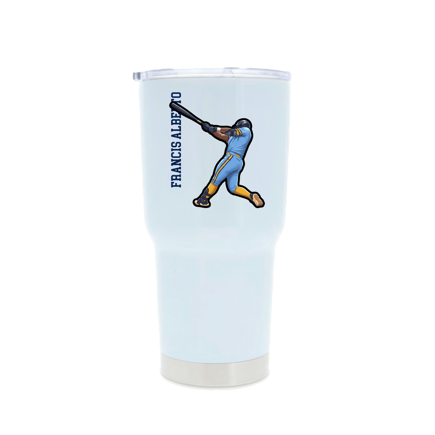 30oz Stainless Steel Tumbler — Name Vertical in White