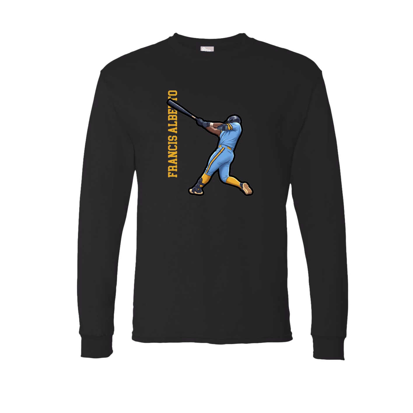 Long Sleeve Tee — Name Vertical in Black