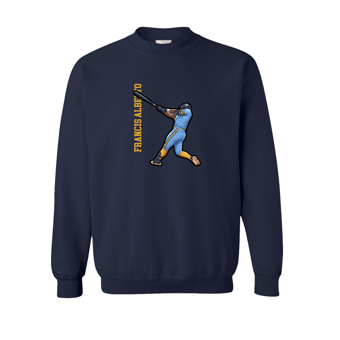 Fleece Crew — Name Vertical in Navy