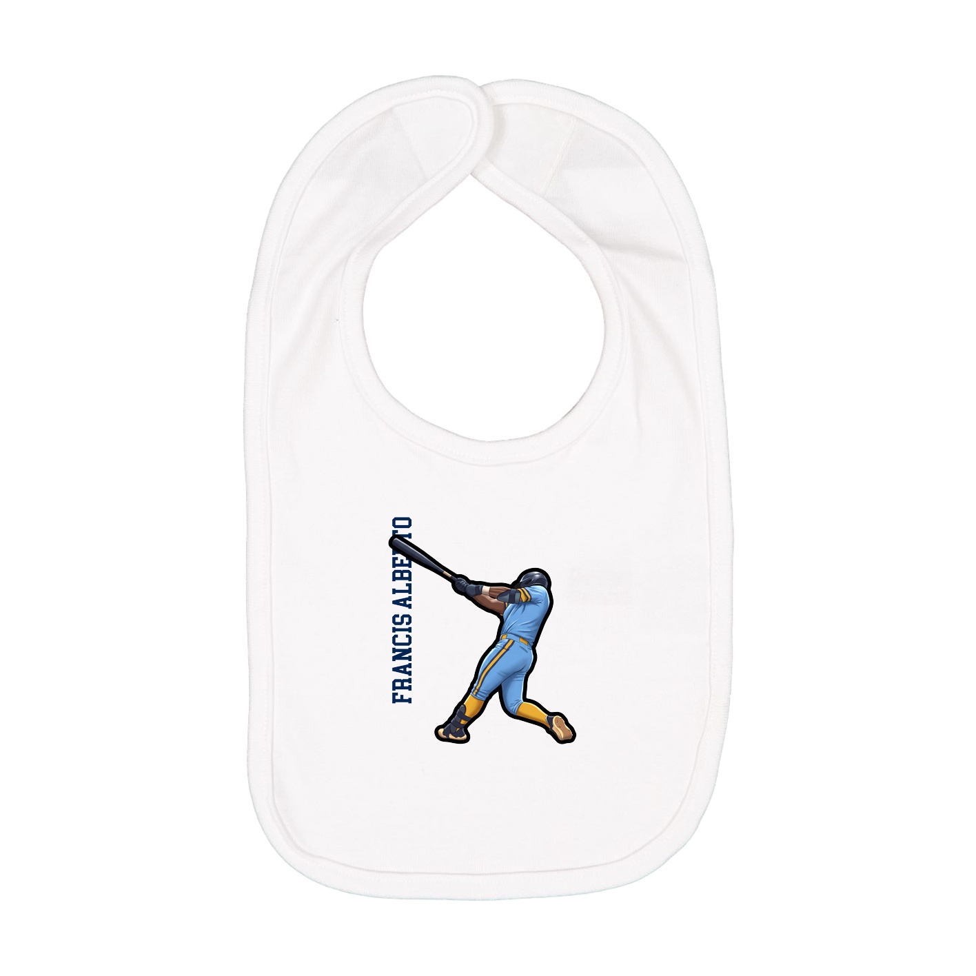 Infant Bib — Name Vertical in White