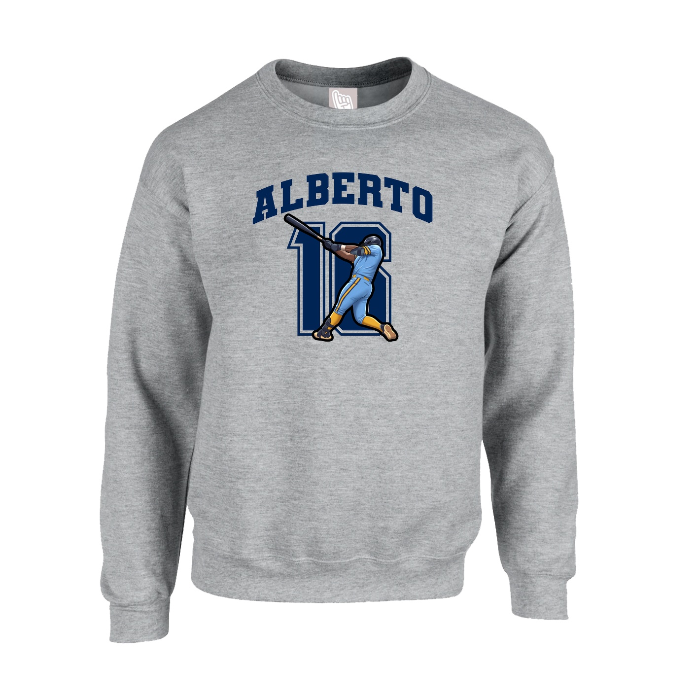 Fleece Crew — Number in Grey