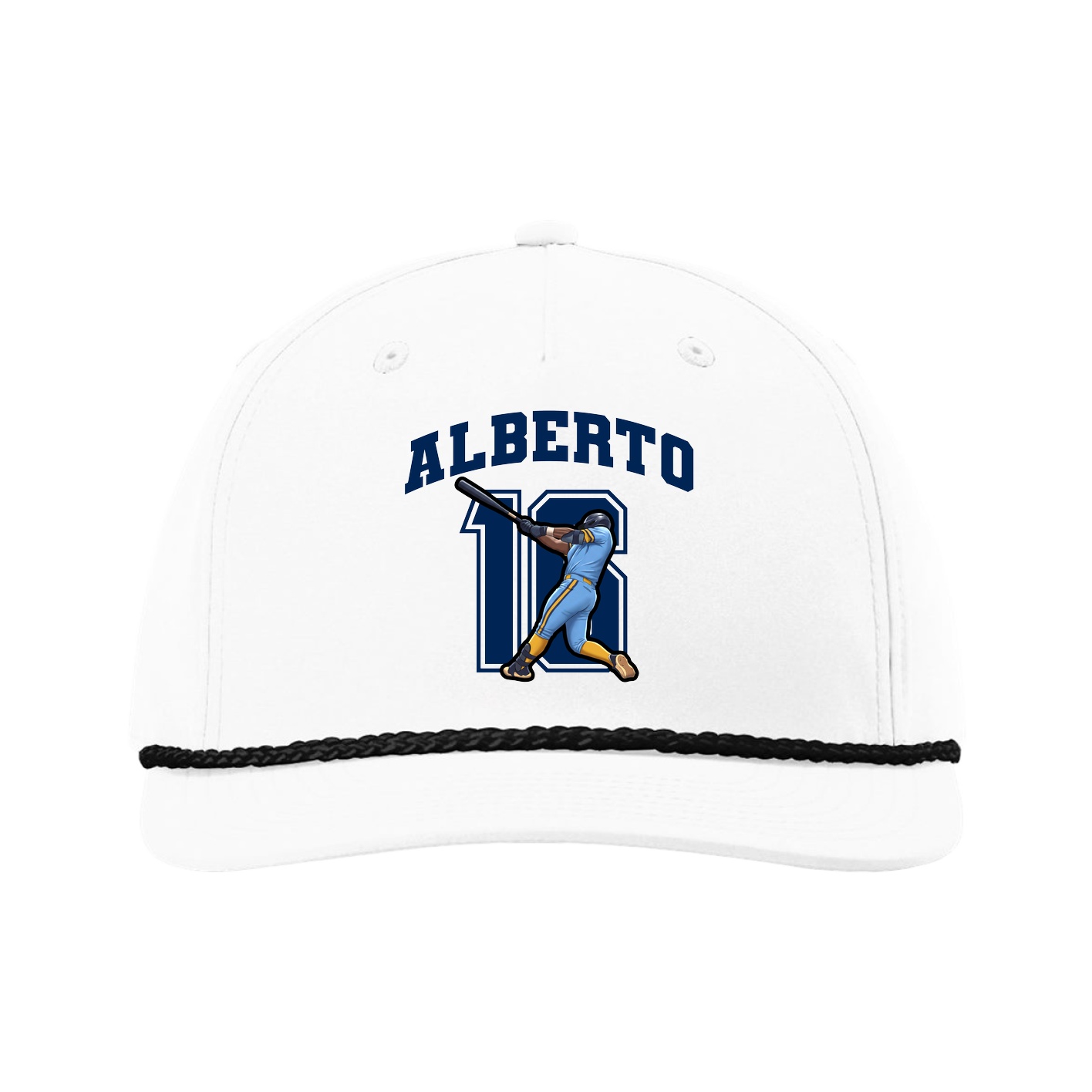 Five-Panel Classic Rope Cap — Number in White